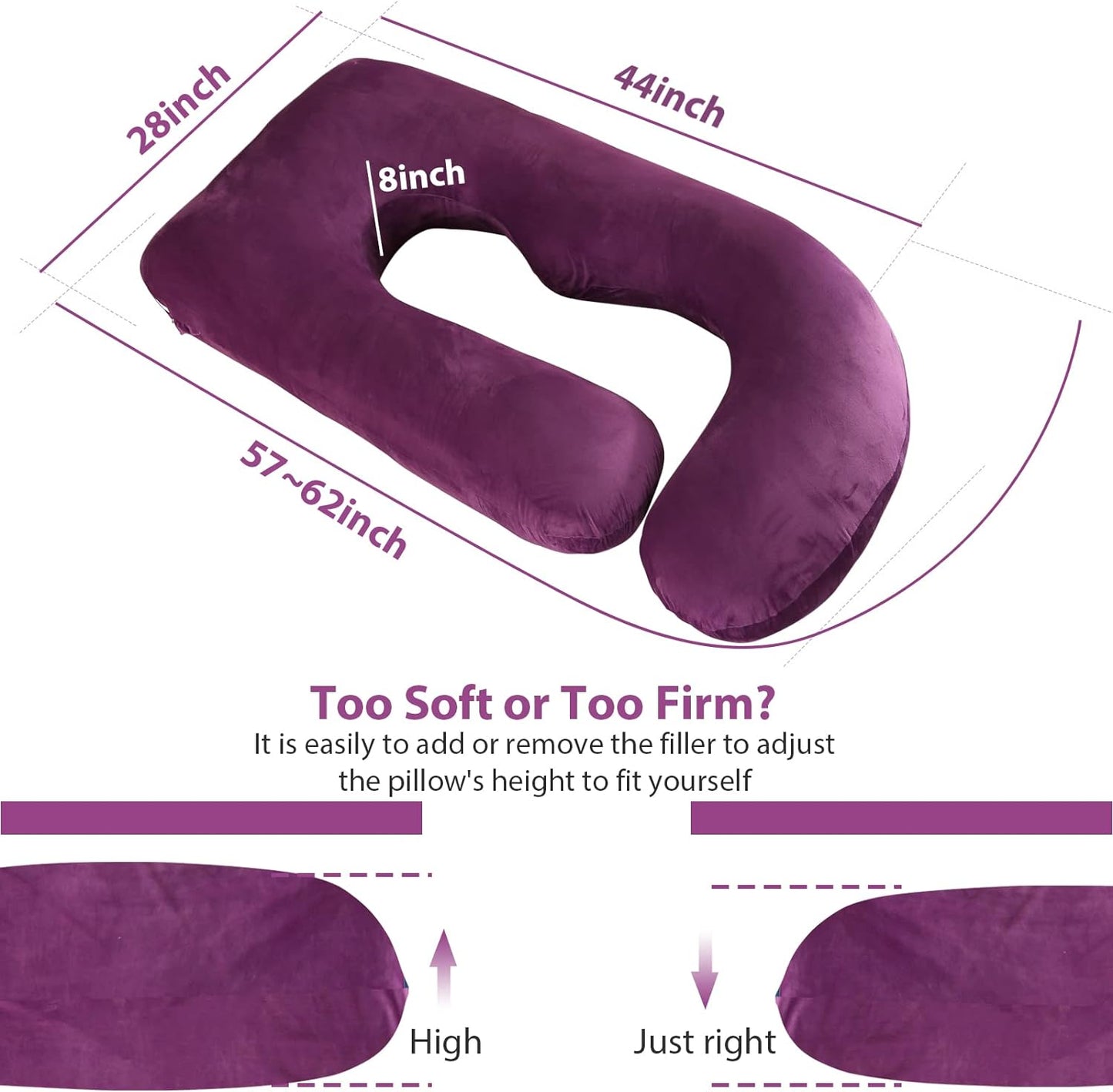 BATTOP Pregnancy Pillows for Sleeping,Full Body Pillow for Pregnancy Women with Removable Cover,Support for Back,HIPS,Legs,Belly,Must Have Maternity Pillow