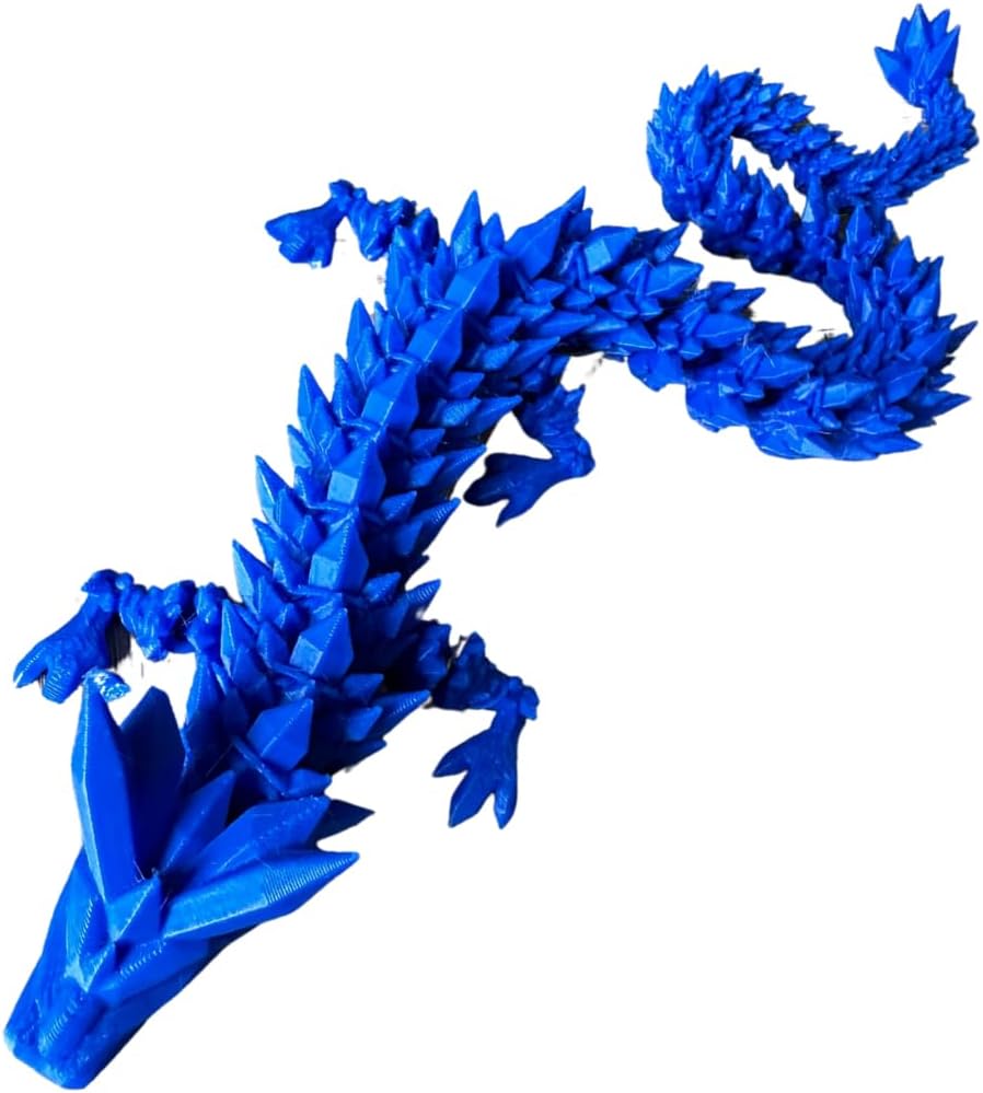 Crystal Dragon - Articulated Flexi Dragon - 3D Printed Gift (Teen, Blue)