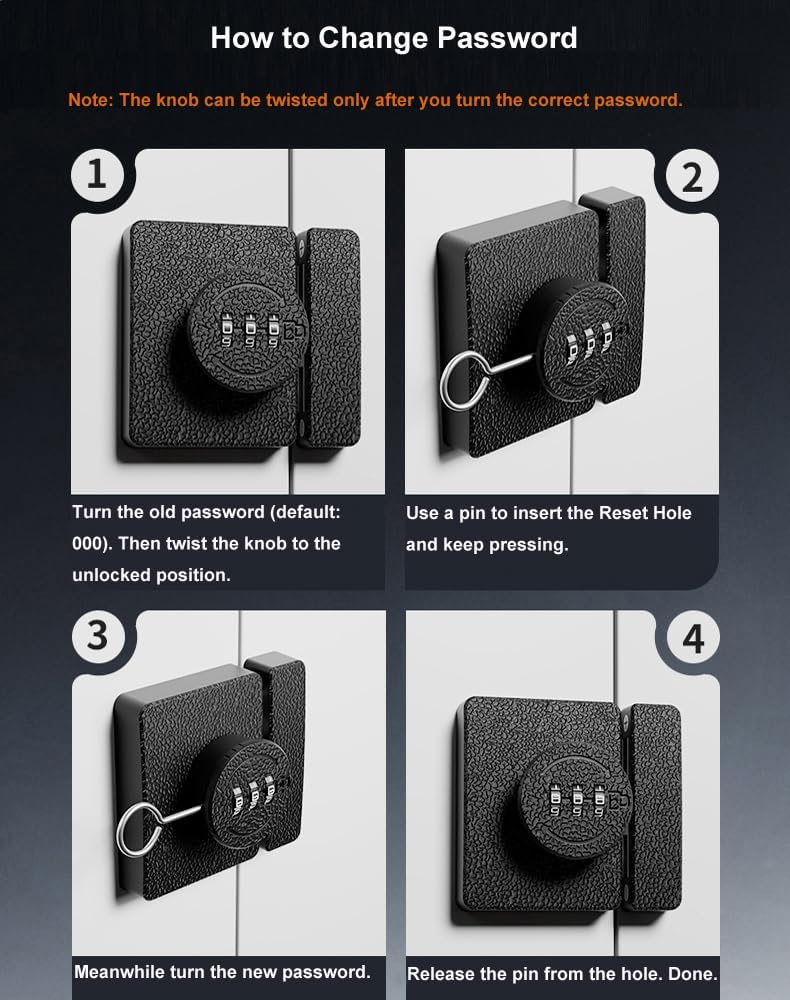 ETEKJOY Keyless Cabinet Lock 3-Digit Combination for Swinging/Sliding Door Drawer Cupboard Locker Closet Wooden Box Hook-Locking (Silver, 180 Degree)