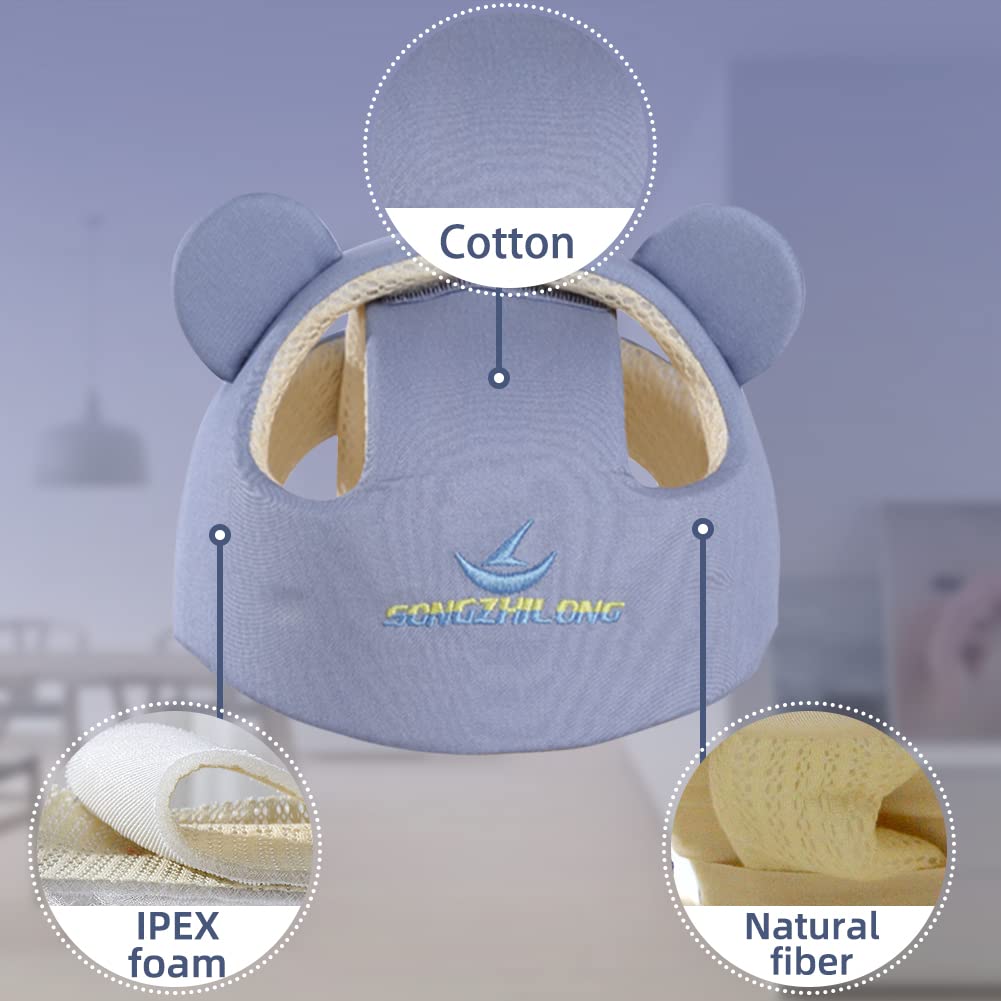 Xifamniy Baby Soft Safety Helmet Foam Head Protector Helmet for Toddler Infant Walking Suit 6-24m (Grey Solid)