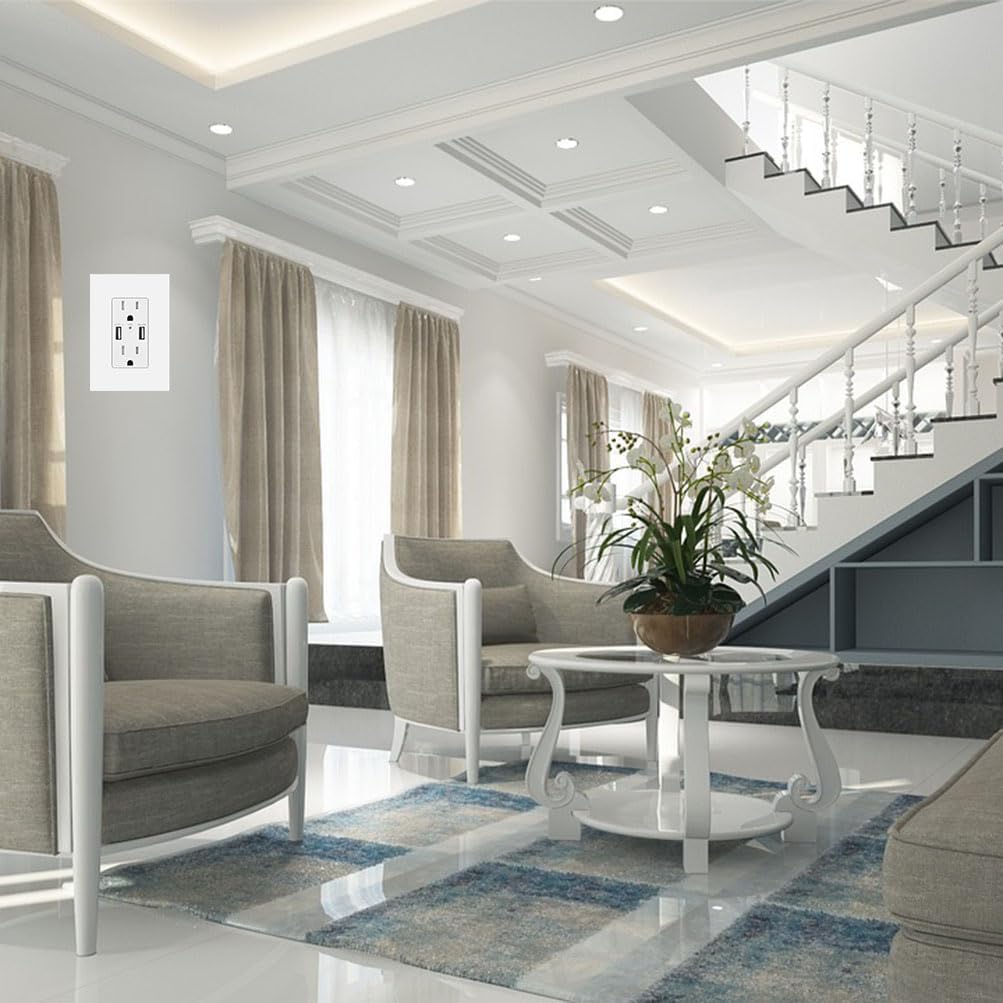 1-Gang Screwless Decora Wall Plate Cover Single Switch Outlet Electrical Faceplate for Light Switch, Smart Switch, Receptacle, Dimmers, USB Outlet, GFCI, Child Safe Cover Plate, White (10-Pack)