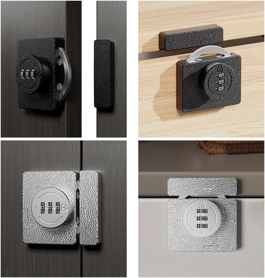 ETEKJOY Keyless Cabinet Lock 3-Digit Combination for Swinging/Sliding Door Drawer Cupboard Locker Closet Wooden Box Hook-Locking (Silver, 180 Degree)