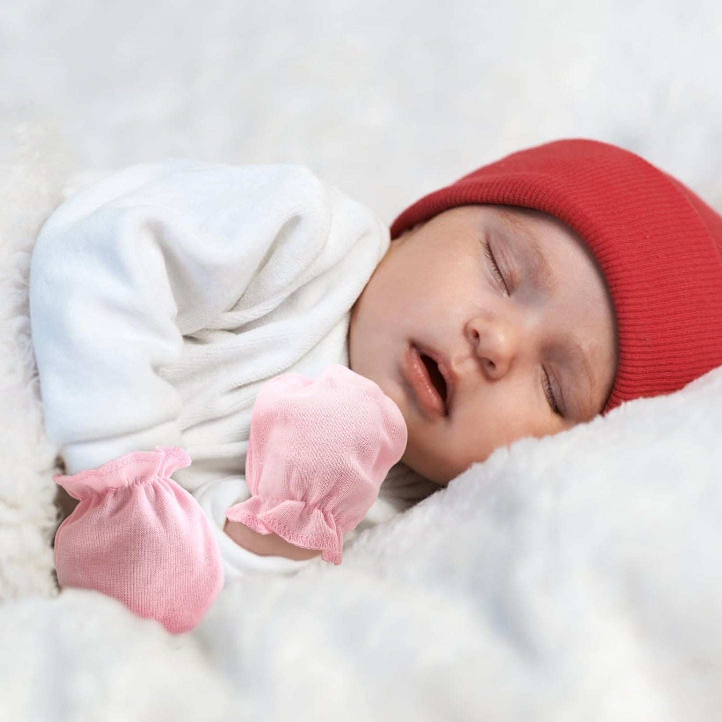 Newborn Baby Mittens No Scratch Cotton Elastic Wrist Gloves Infant Toddler Mittens for Baby Boy Girl 0-6 Months