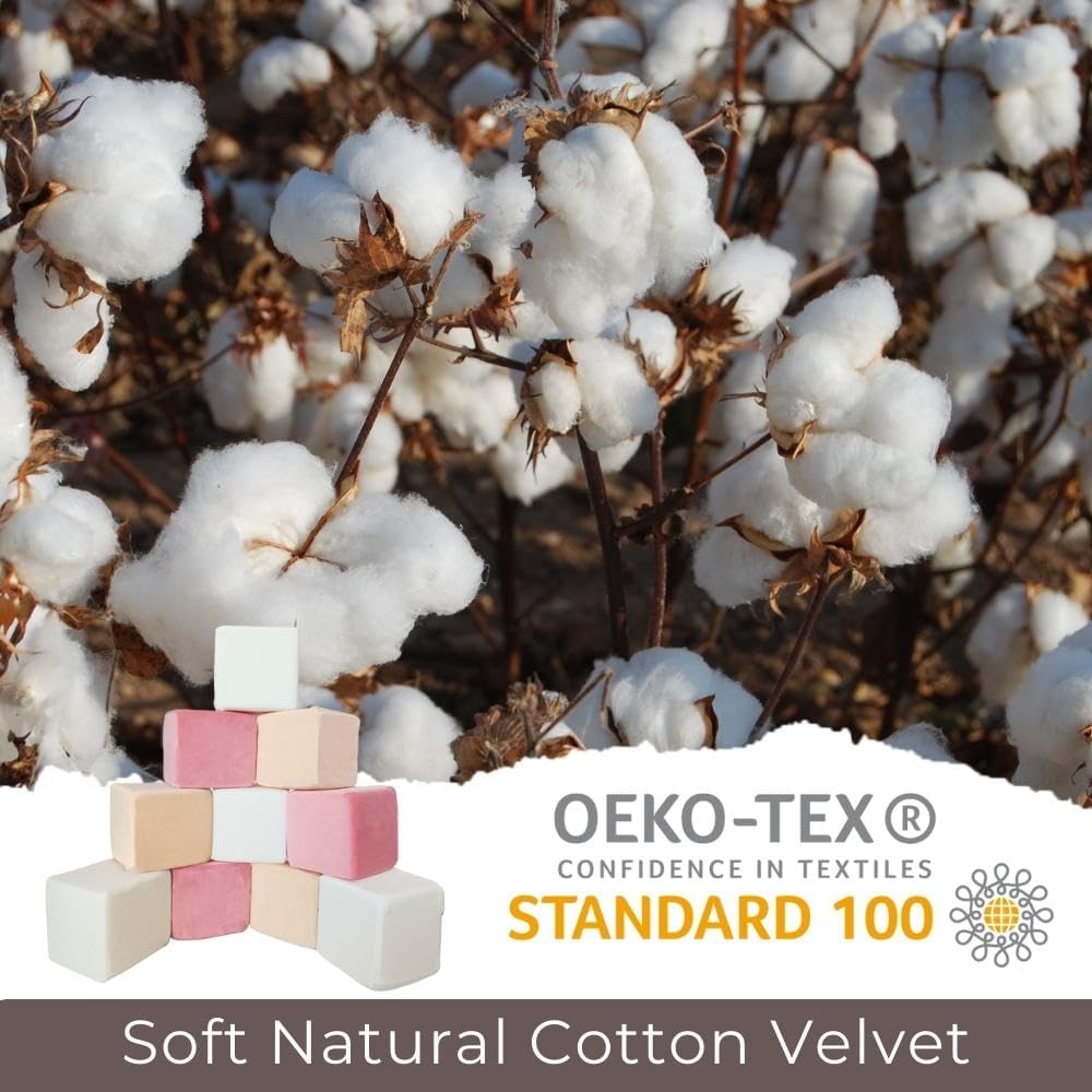 Wonder Space Plush Foam Blocks - Nursery Building & Stacking Toys for Toddlers Boys & Girls, Soft Smooth Velvet Cover, Early Education Gross Motor Skills & Brain Development (12 Cubes, Soft Blush)