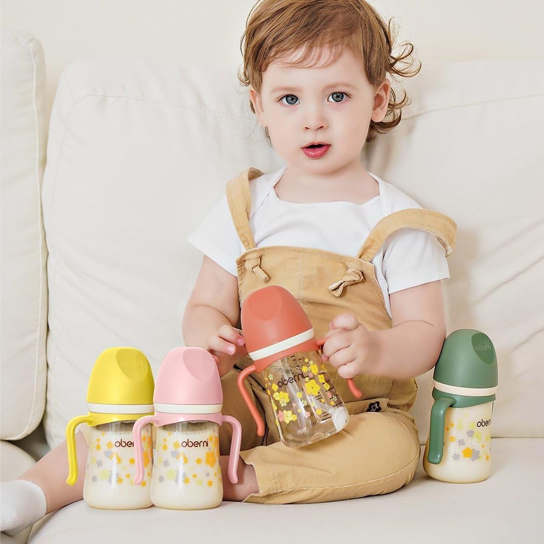 Toddler Sippy Cup 10oz, Weighted Straw Baby Drinking Water Bottle with Valved Spout for 6+ Months, 300ml/Orange/3Pack