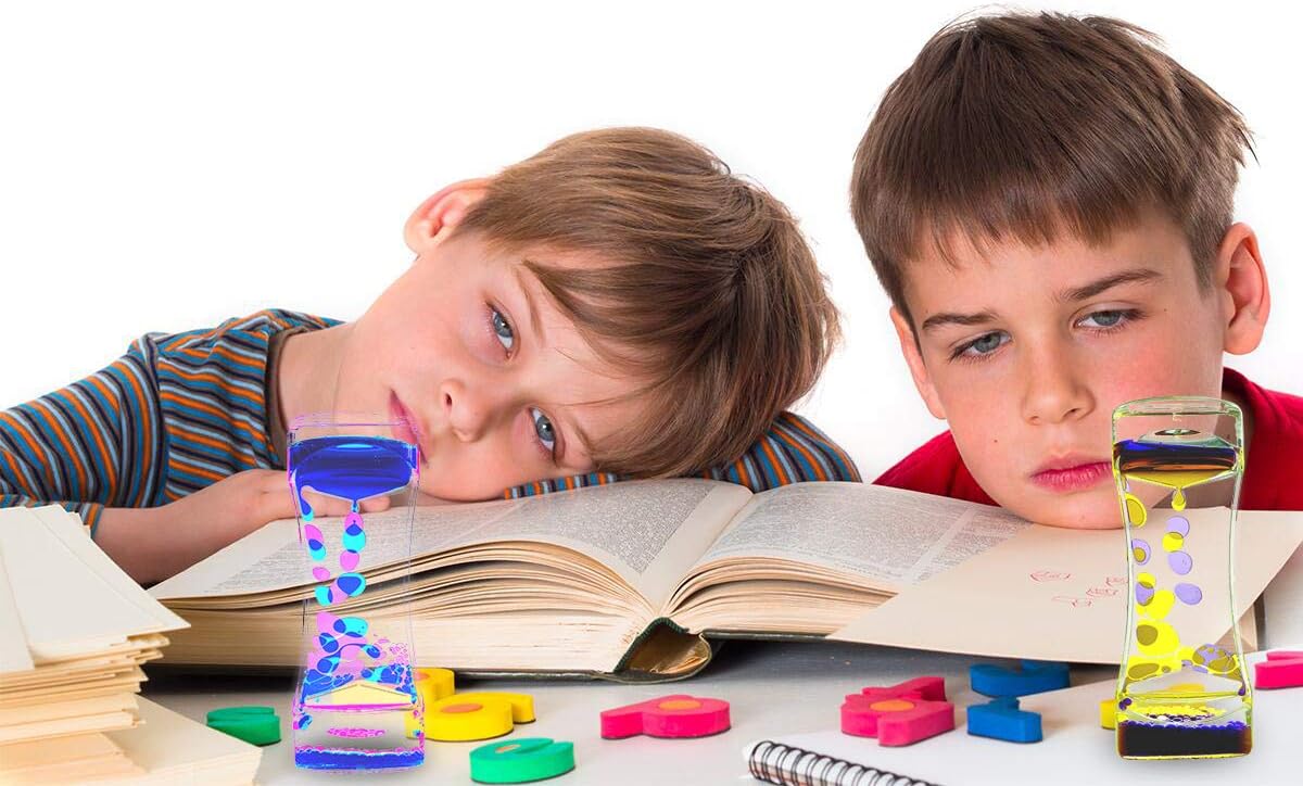 Liquid Motion Bubbler Timer Pack of 6 Great Desktop Colorful Hourglass Liquid Bubbler Sensory Anxiety Toys Autism ADHD Fidget Toys Activity Calm Relaxing Toys