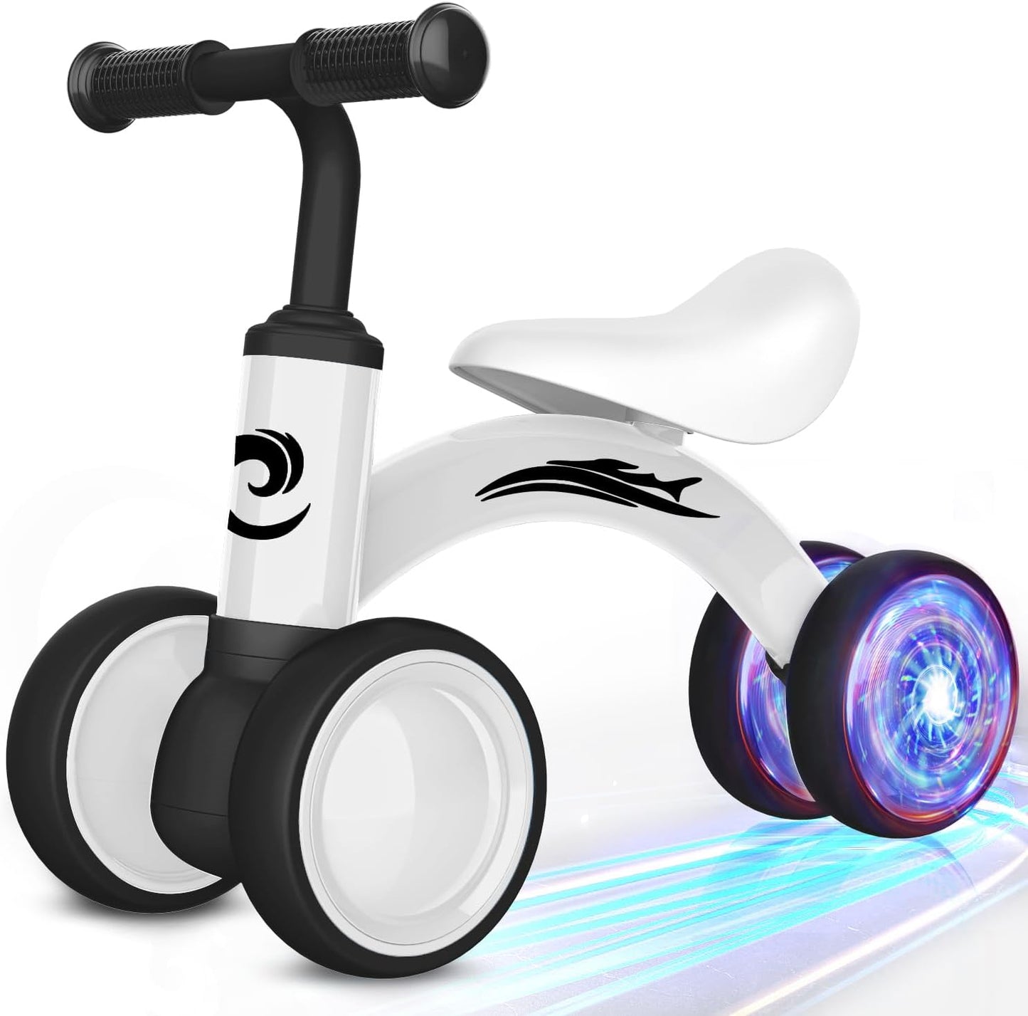 Colorful Lighting Baby Balance Bike Toys for 1 Year Old Boy Girl Gifts, 10-36 Month Toddler Balance Bike, No Pedal 4 Silence Wheels & Soft Seat First Riding on Toys, 1st Birthday Gifts