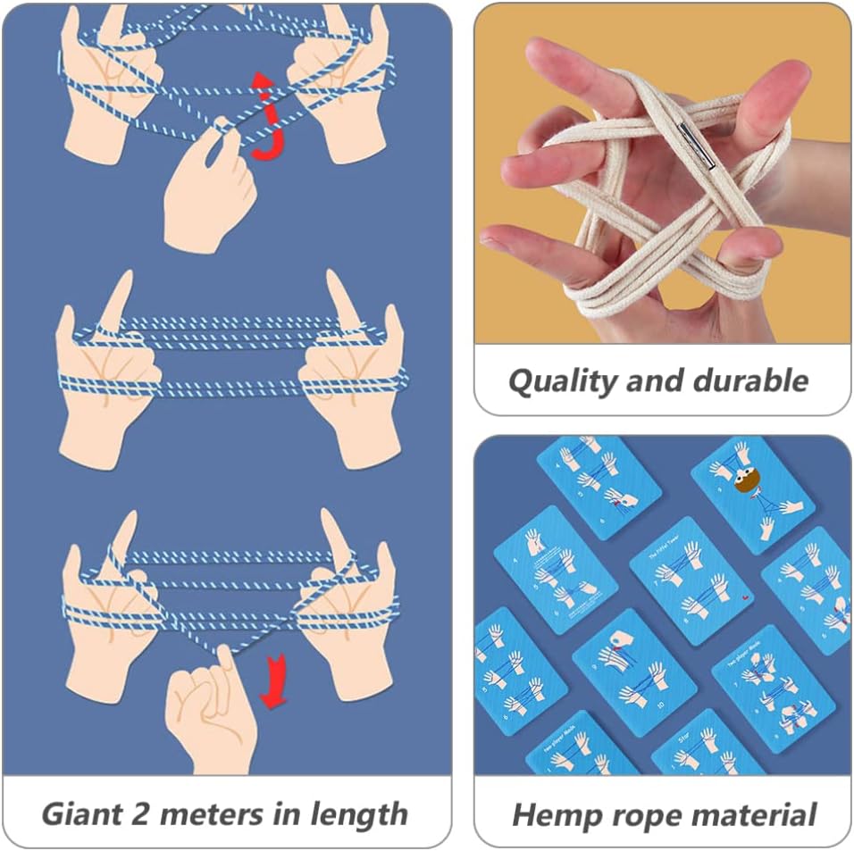 Cats Cradle String Finger Game: 1 Set Cradle Rope Hand Game Cats Cradle Toy Educational Games Stretch Rope Elastic Fitness Game for Girls Boys