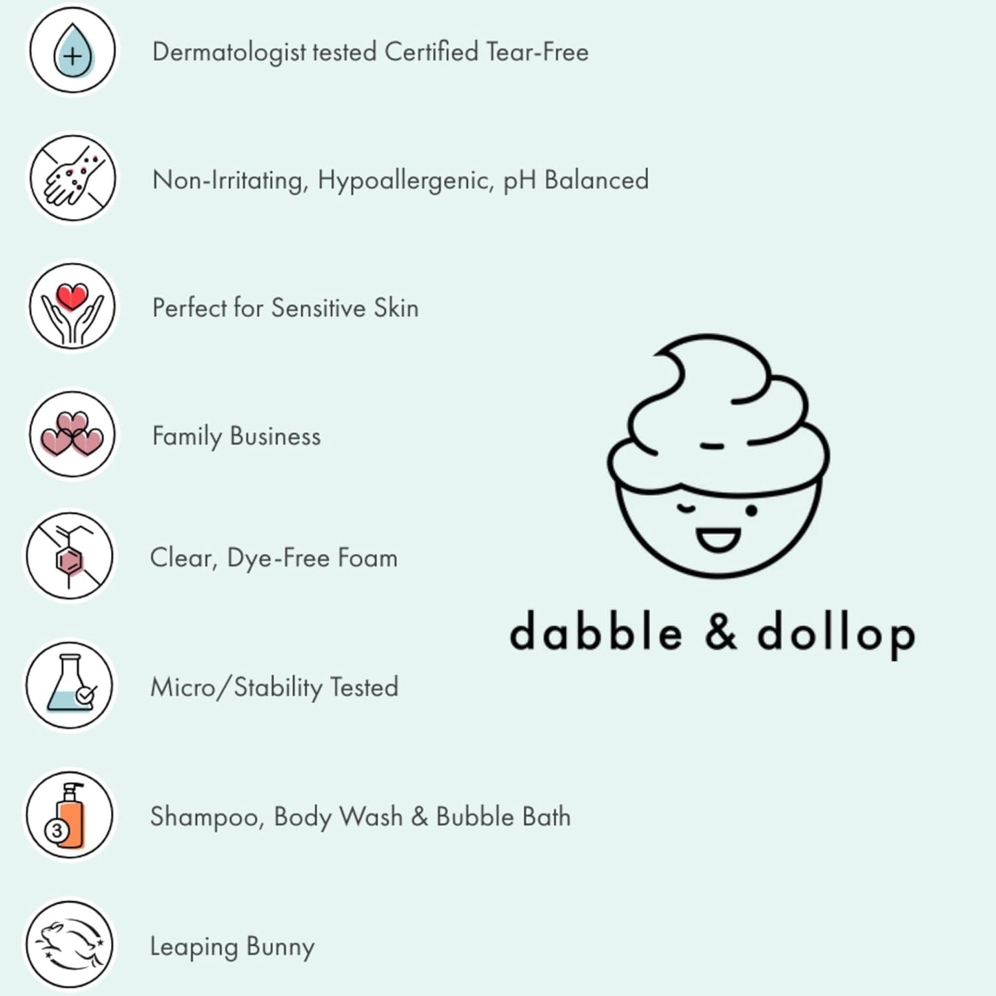 Dabble & Dollop Citrus Kiss Bundle, Natural Bubble Bath, Body Wash & Shampoo for Kids, USA-made, Paraben & Sulfate Free, Vegan, Gluten-Free, Tear-Free, Tangerine, Vanilla, Lemon (Set of 3)