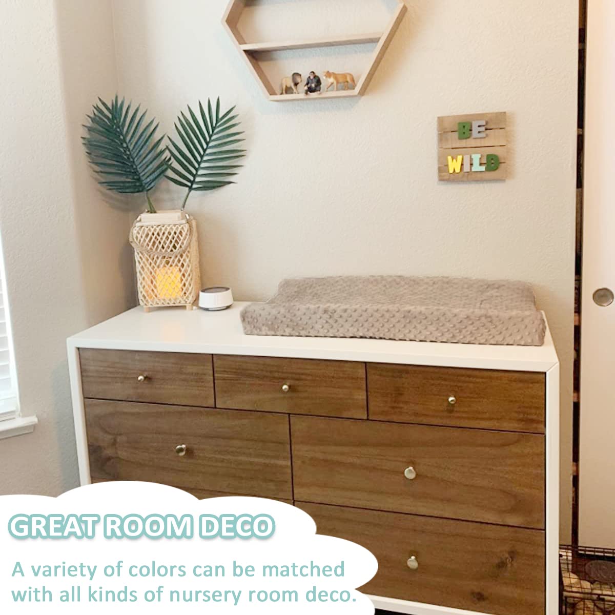 Owlowla Changing Pad Cover,Soft Minky Dots Changing Table Sheets for Baby Boy and Girl 2Pack (Silver Grey&Baby Blue)