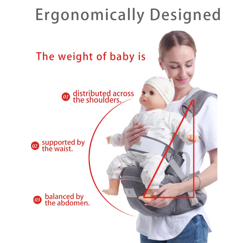 Baby Hip Seat Carrier Baby Waist Stool for Child Infant Toddler with Adjustable Strap Buckle Pocket Soft Inner Huge Storage (Navy Blue)