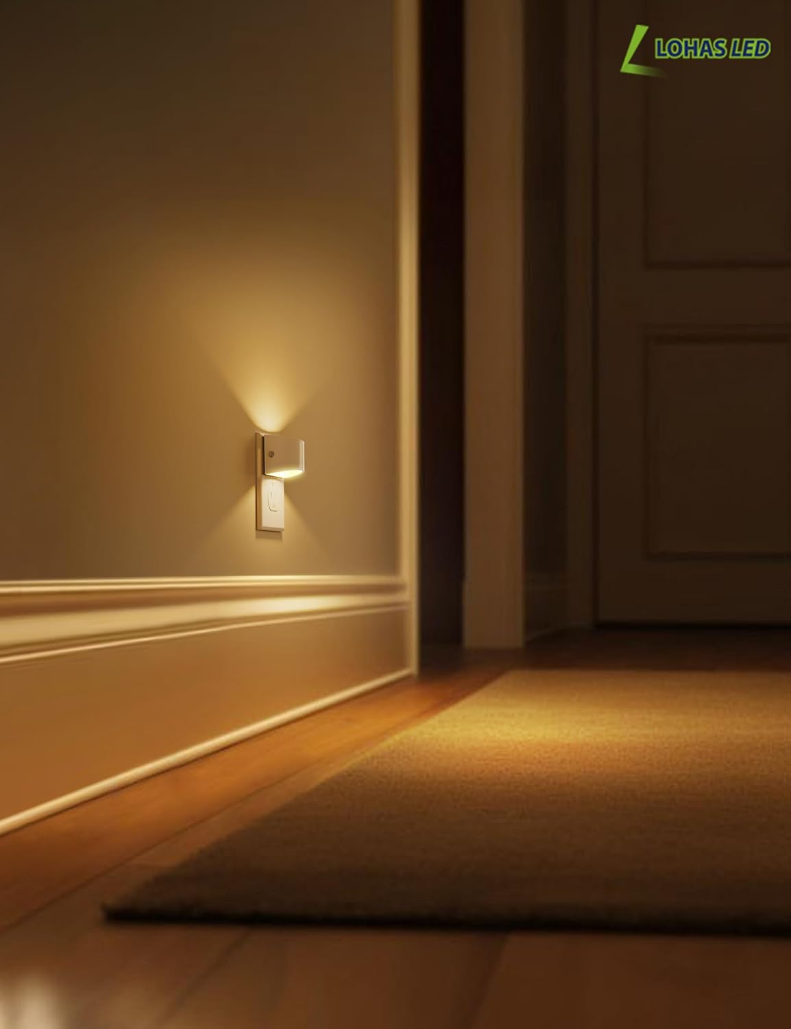 L LOHAS LED Night Lights Plug into Wall, Dimmable Night Light with 3 Level Brightness, 3000K Soft White, 2 Pack, White Housing