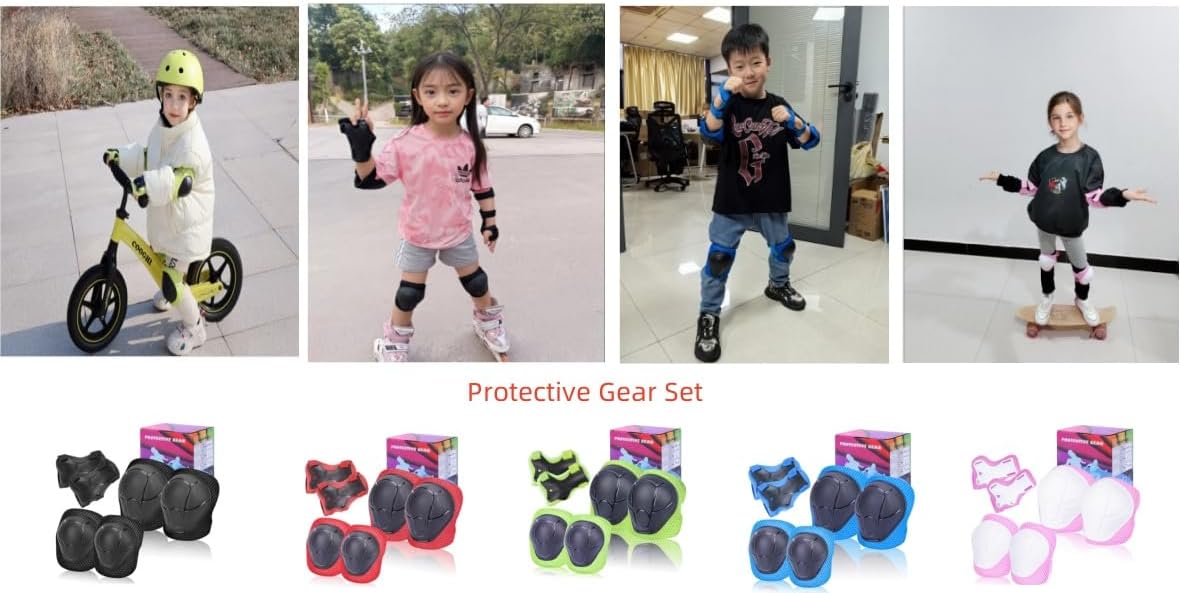Kids Protective Gear Set SHENMOREN Knee Pads for Kids 3-10 Years Toddler Knee and Elbow Pads with Wrist Guards 3 in 1 for Skating Cycling Bike Rollerblading Scooter