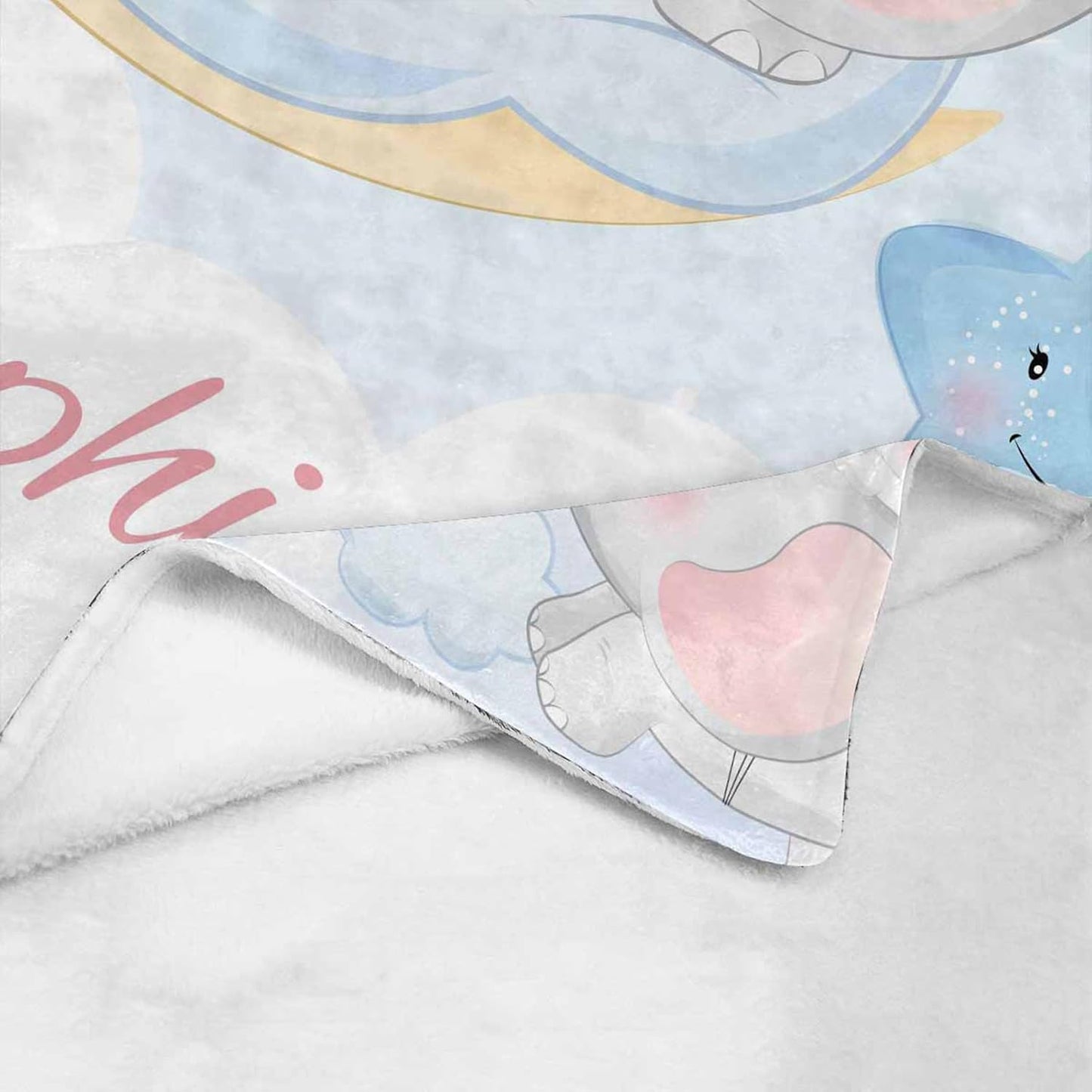 Personalized Baby Blanket with Name, Custom Elephant Name Blankets Toddler Girls Soft Flannne Swaddling Blankets Azure Color Customized Memorial Gift from Nana for Infant Newborn Shower