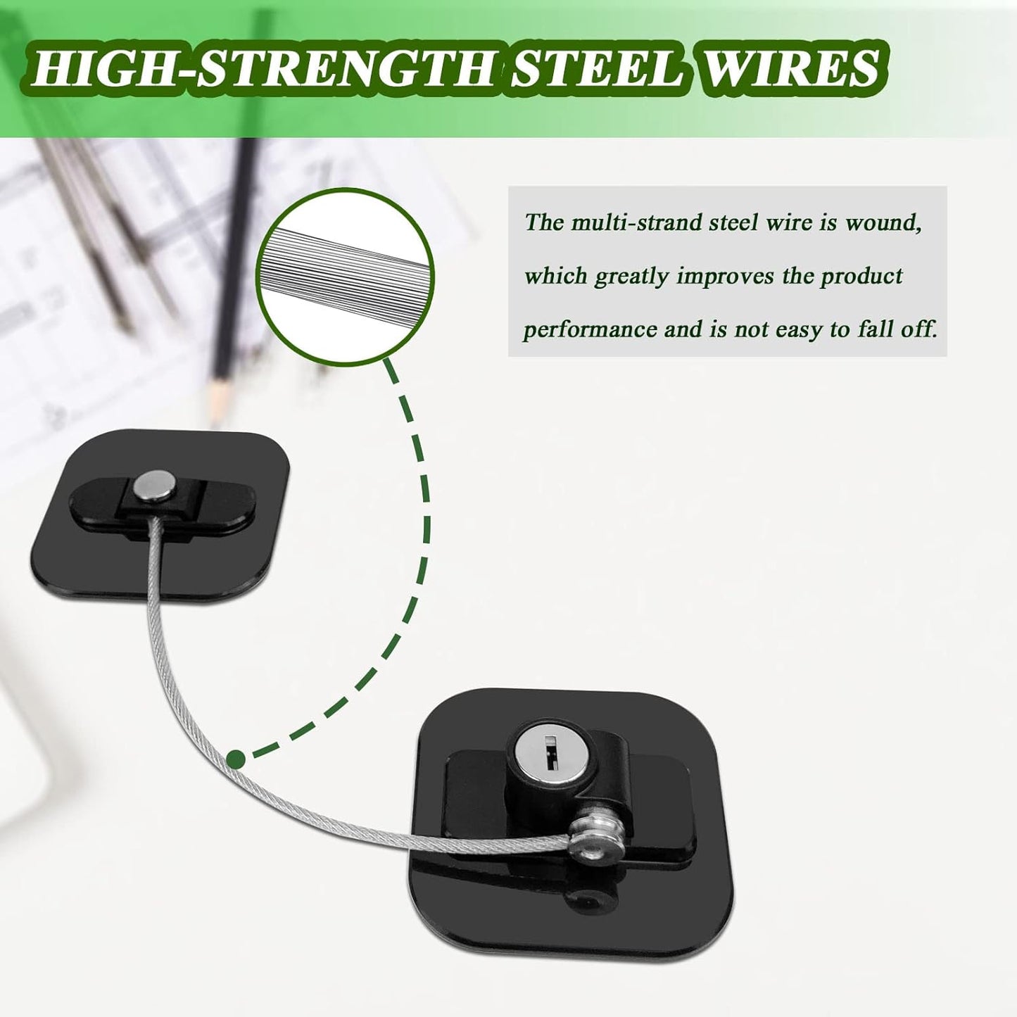 Refrigerator Lock with Key, Fridge Locks,Lock for Fridge Freezer, Cabinets and Drawers, Air Oven Air Fryer, Closets, Windows, 2 Pack Refrigerator Lock with 4 Keys(Black)