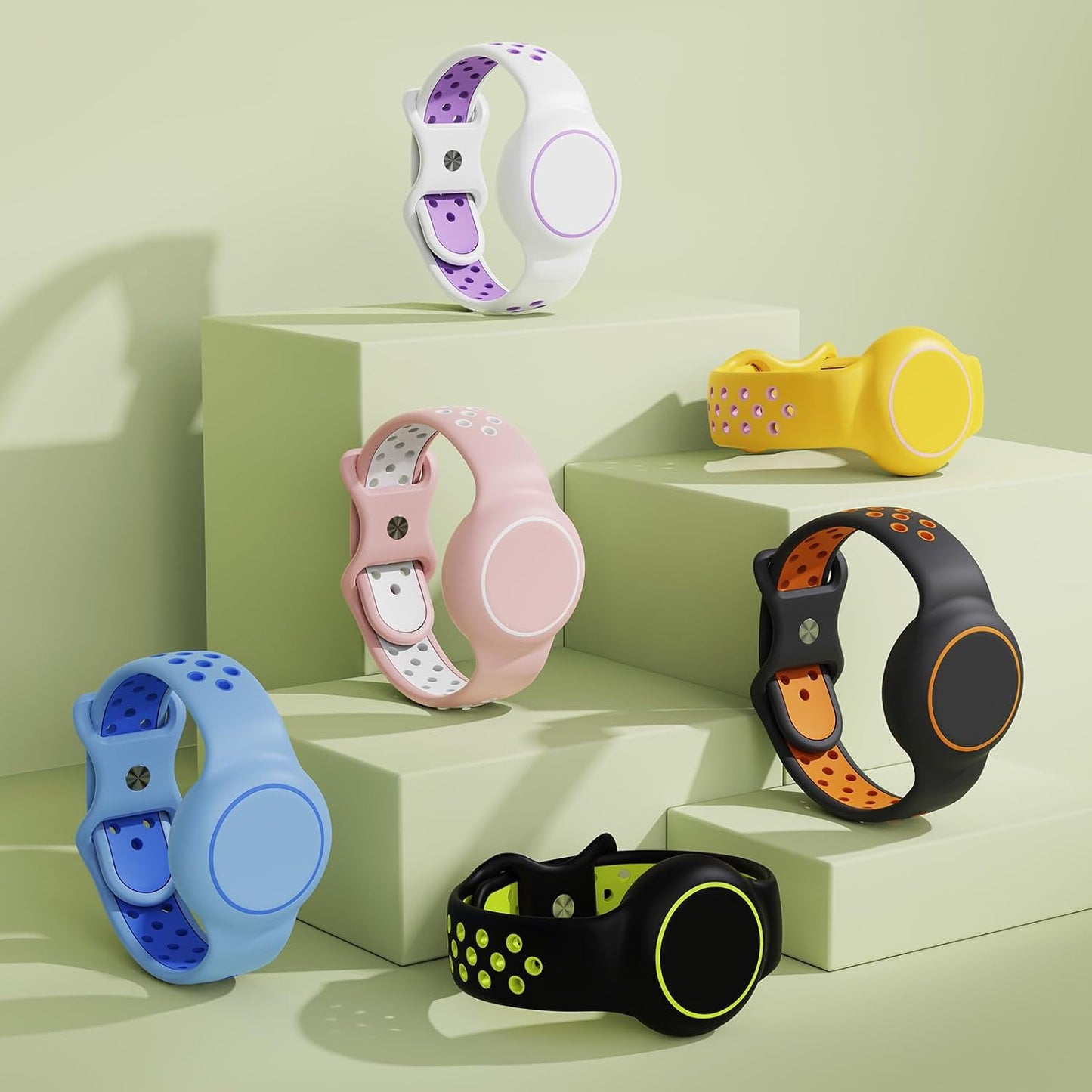 Waterproof Bracelet Compatible with AirTag for Kids (2 Pack), Protective Case GPS Tracker Holder for Child with Full Coverage Hidden Design, Soft Silicone Anti-Lost Wristband Cover for Toddler BGBY