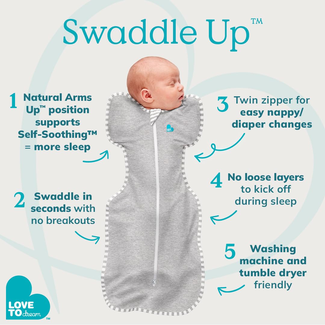 Love to Dream Swaddle UP, Baby Sleep Sack, Self-Soothing Swaddles for Newborns, Get Longer Sleep, Snug Fit Helps Calm Startle Reflex, New Born Essentials for Baby, 1.0 TOG, 5-8.5 lbs, Oatmeal