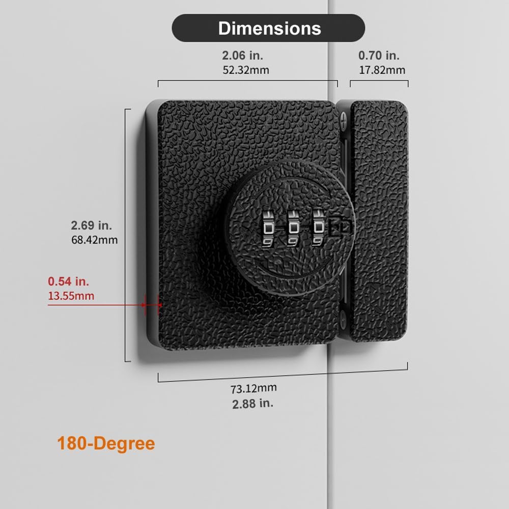 ETEKJOY Keyless Cabinet Lock 3-Digit Combination for Swinging/Sliding Door Drawer Cupboard Locker Closet Wooden Box Hook-Locking (Silver, 180 Degree)