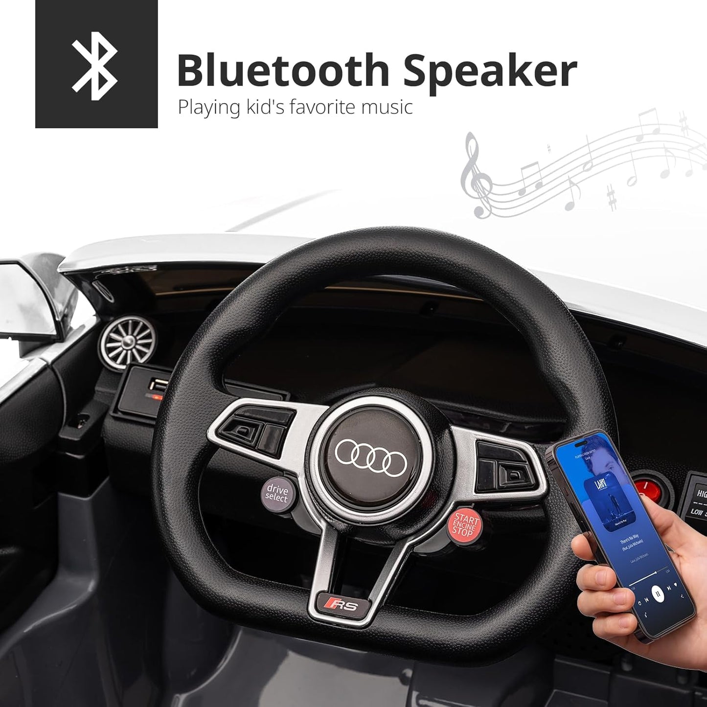 Licensed Audi Electric Kids Car, 12V Kids Ride-on Toy Car for Toddlers w/Remote - White