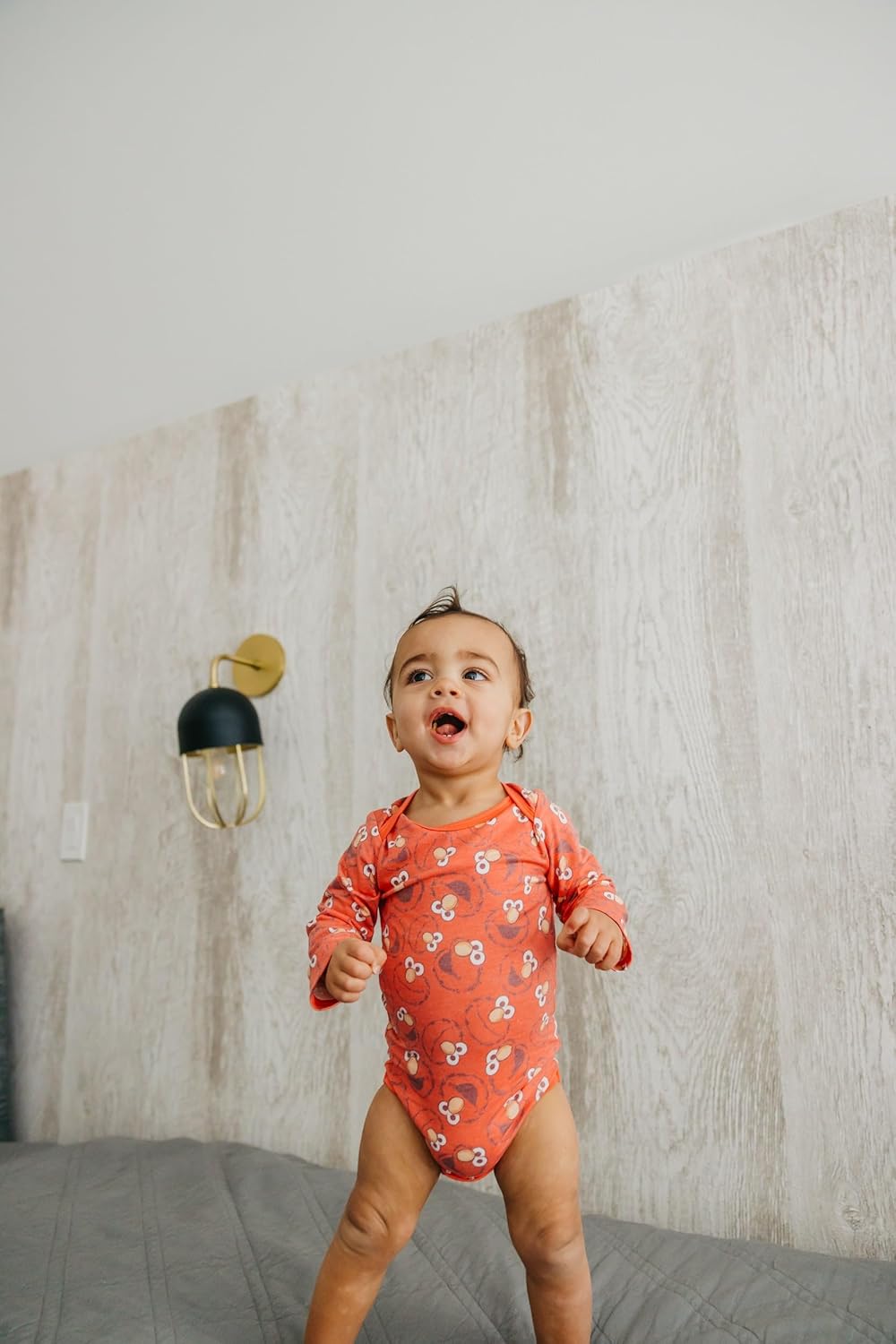 Copper Pearl Long Sleeve Bodysuit Baby: Ultra Soft Baby for Newborns, Boys, and Girls - Stylish, Comfortable, Overlap Shoulders, Premium Knit Fabric - 0-3 Months, Elmo