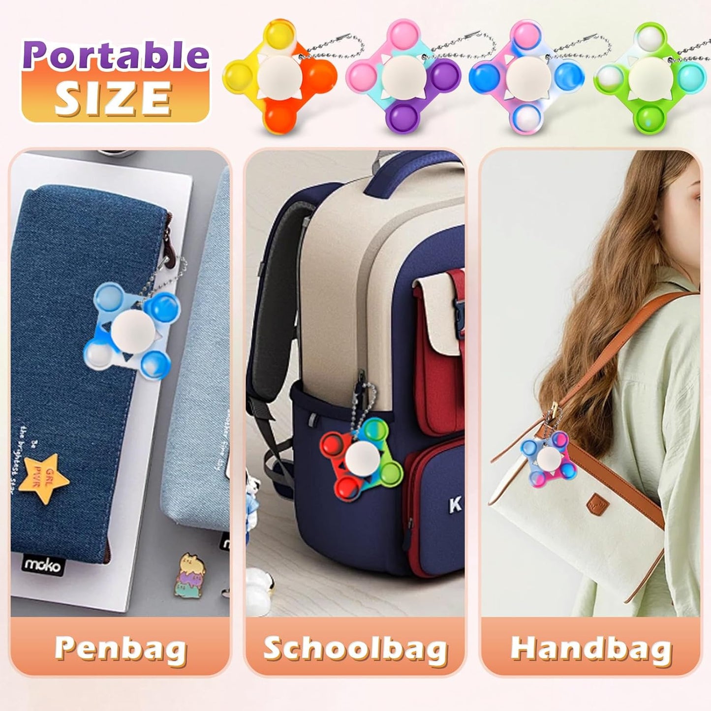 24 PCS Pop Fidget Spinners - Colorful Party Favors for Kids - Sensory Toys for Stress Relief and Anxiety - Classroom Prizes,Goodie Bag Stuffers,Birthday Gifts