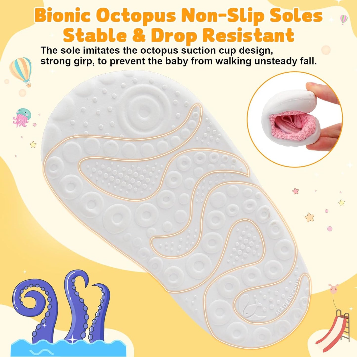 FEETCITY Baby First Walking Shoes Wide Baby Shoes Infant Sneakers Newborn Crib Shoe Barefoot Lightweight Slip On Shoe