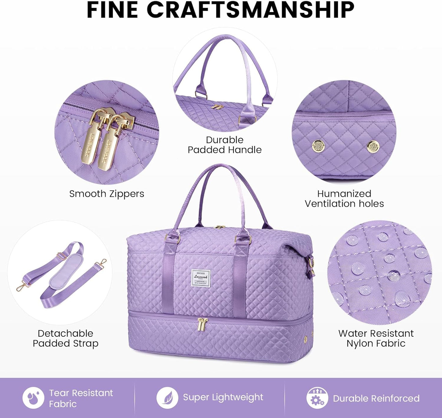 LOVEVOOK Travel Duffle Bag,Weekender Bags for Women with Shoe Compartment,Carry on Overnight Bag with Toiletry Bag,Gym Duffel Bag with Wet Pocket, Hospital Bags for Labor and Delivery