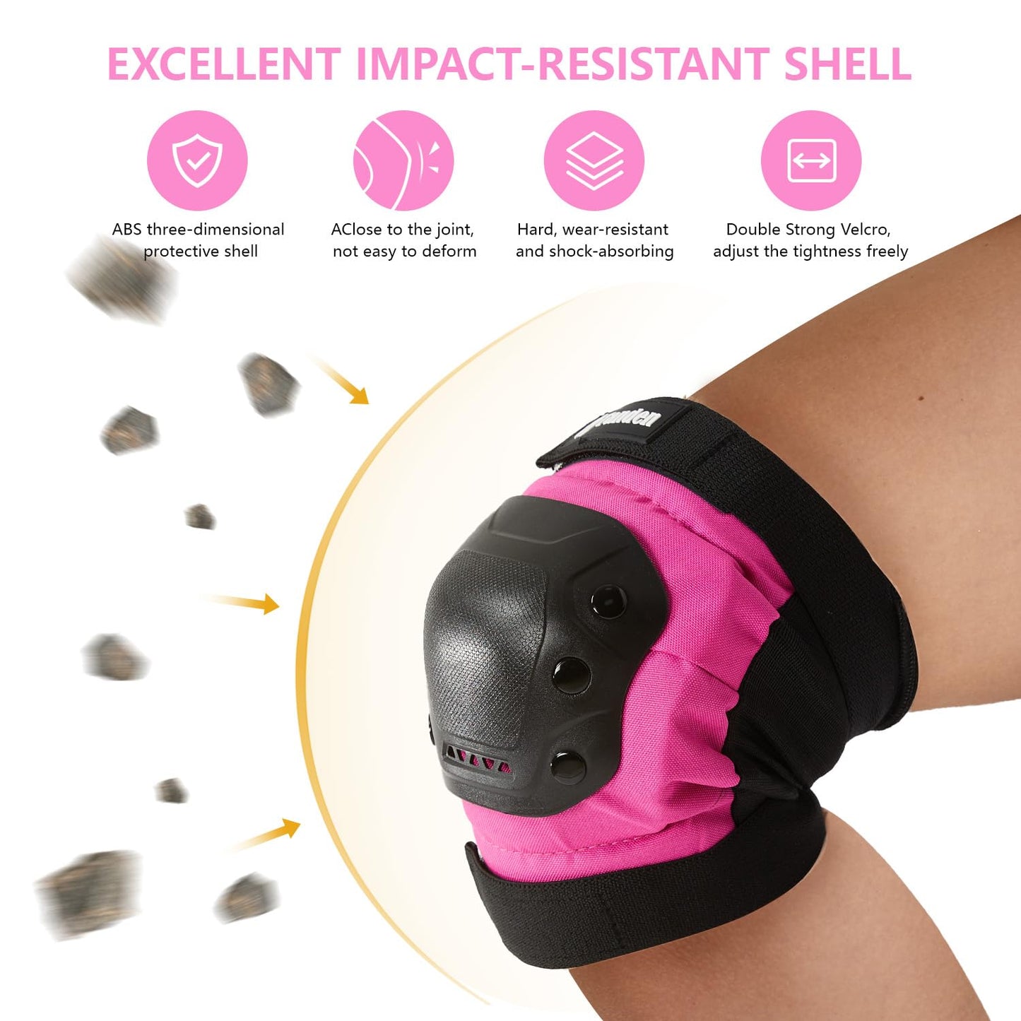 Skateboard Protective Gear Youth Knee and Elbow Pads Set, Wrist Guards for Roller Skating and Skateboarding - Pink