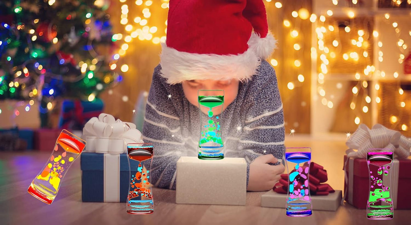 Liquid Motion Bubbler Timer 4 Pack, Hourglass Liquid Timer for Fidget Toy, Rainbow Color Oil Drop Water Timers for Autism Toys, Children Activity, Calm Relaxing ADHD Autism, Stress Relief