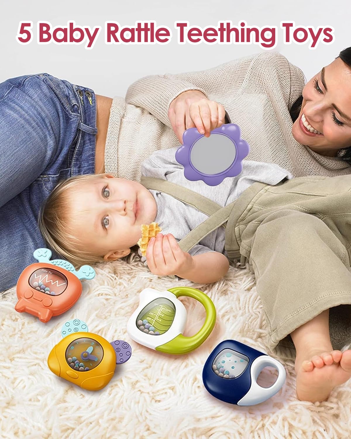 dearlomum Baby Play Mat Baby Gym,Funny Play Piano Tummy Time Baby Activity Mat with 5 Infant Sensory Baby Toys, Music and Lights Boy & Girl Gifts for Newborn Baby 0 to 3 6 9 12 Months (Pink)