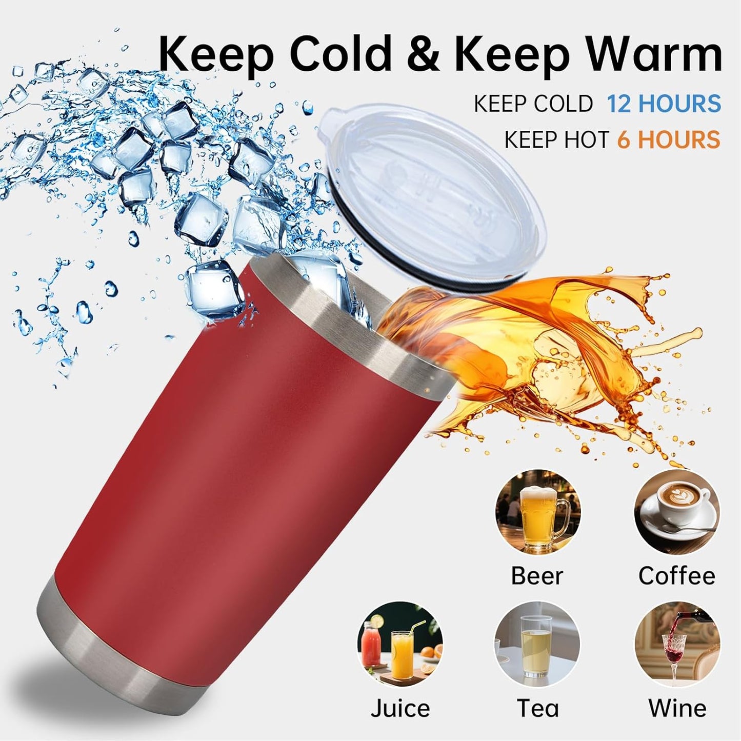 IEOVIEE 32 Pack 20oz Stainless Steel Bulk Tumblers with Lids and Straws Double Wall Insulated Travel Mug Durable Powder Coated Tumbler Bulk Cup for Cold and Hot Drinks(Red)