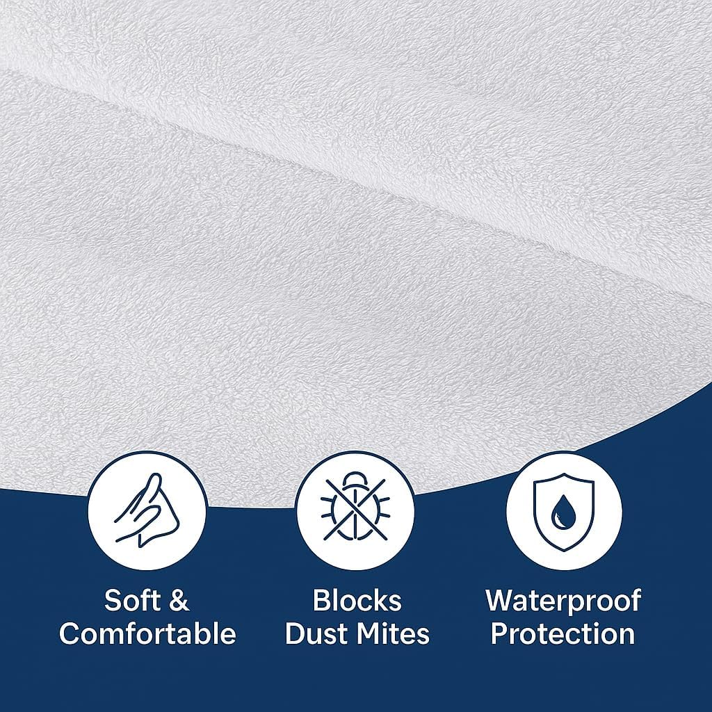 Waterproof Mattress Protector – Twin – Soft & Noiseless Terry Cotton Cover – Cooling, Breathable – Deep Pocket with 360° Elastic – Machine Washable – Kids, Pets & Light Sleepers