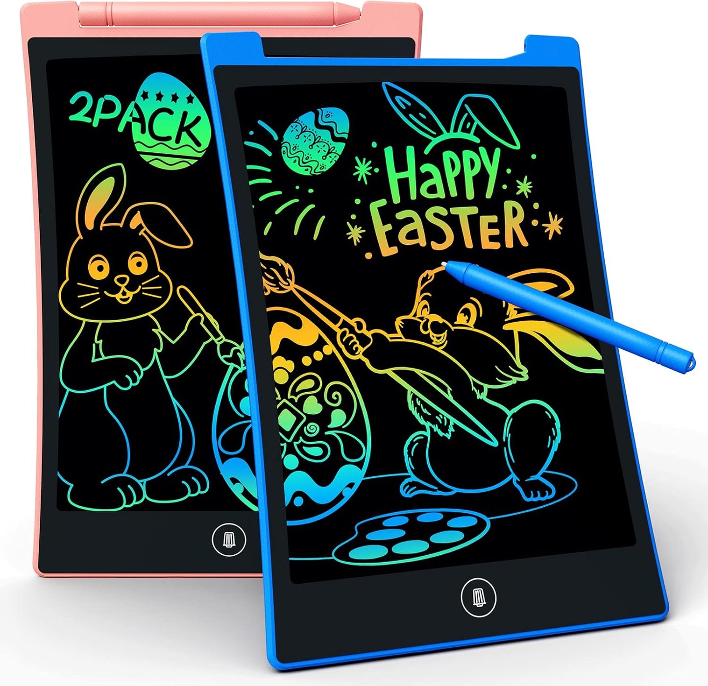 KOKODI Kids Toys 2 Pcs 10 Inch LCD Writing Tablet, Colorful Toddler Drawing Pad Doodle Board Erasable, Educational Learning Toys Birthday Gifts for Boys Girls Ages 3 4 5 6 7 8 (Blue & Pink)