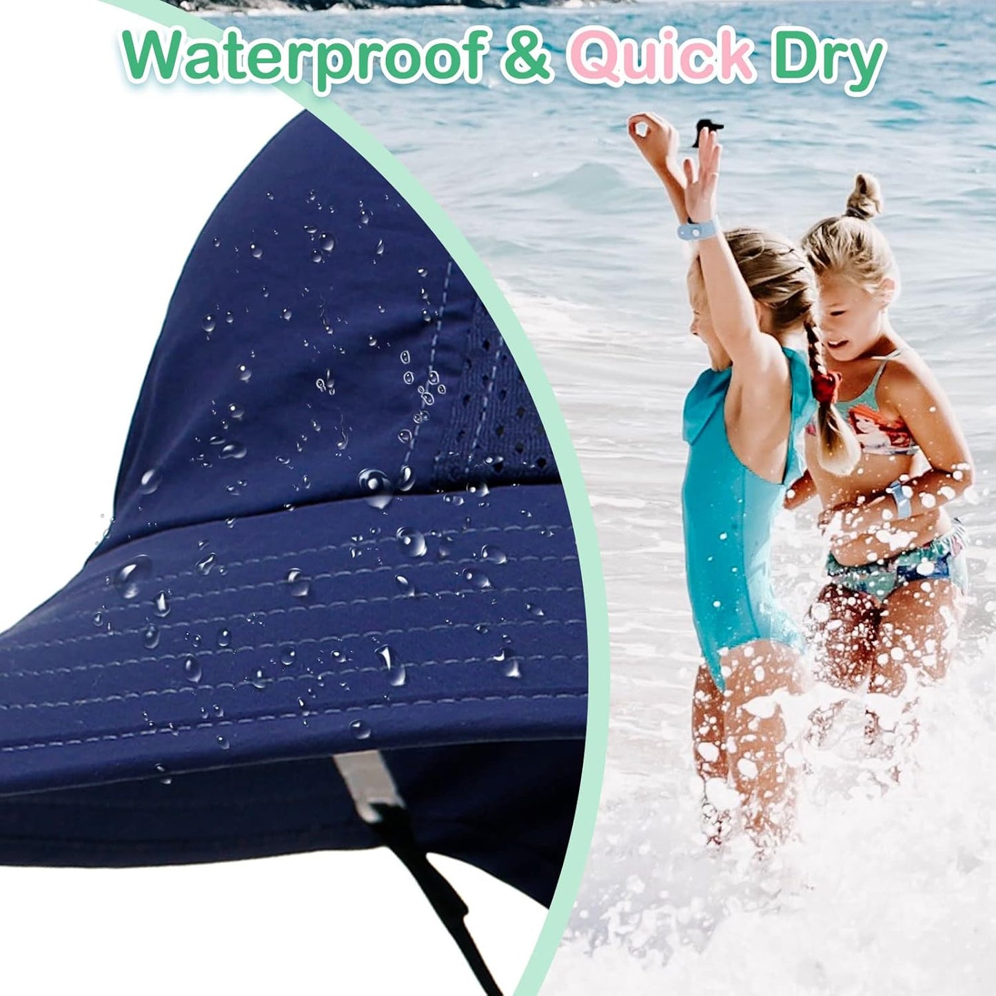 XIAOHAWANG Girls Sun Hat Baby Beach Hats Boys UPF 50+ Kids Summer Protection Cap Toddler Breathable Caps Wide Brim Neck Flap