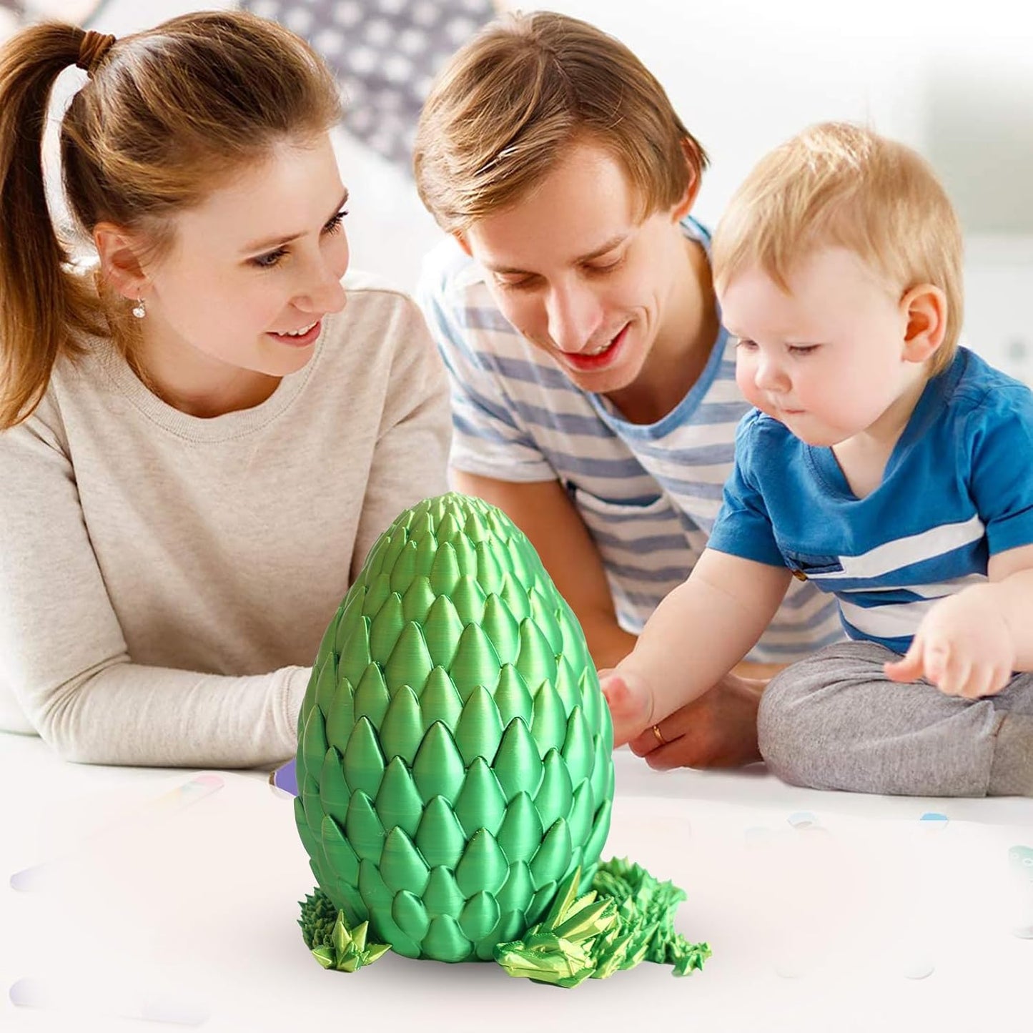 Easter Dragon Eggs 3D Printed Dragon Egg with Dragon Inside Articulated Crystal Dragon Fidget Toy Mystery Easter Suprise Home Office Decor Executive Desk Toys