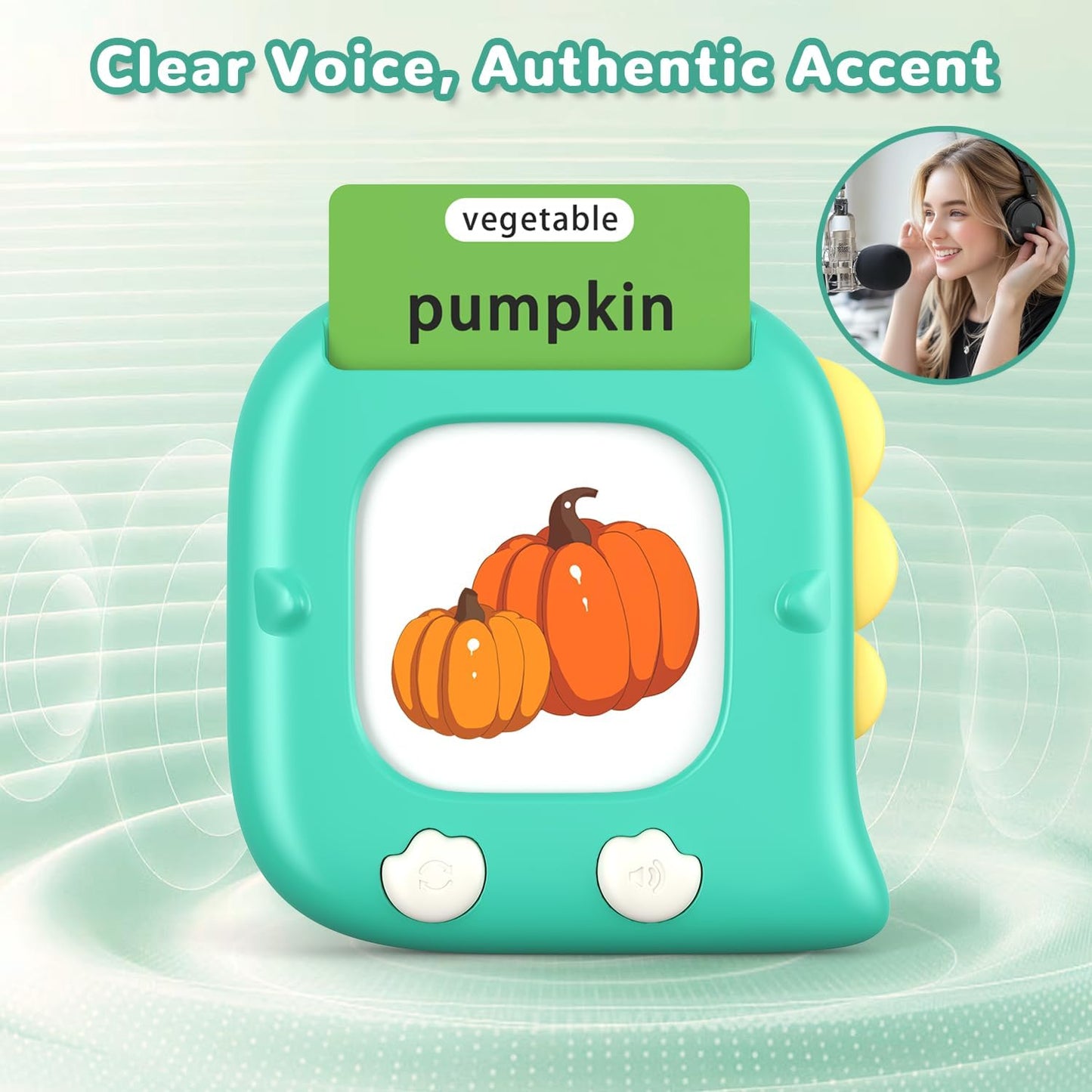 Kidzdo Dinosaur 254 Words Talking Flashcards, Birthday Gifts for 2 3 4 5 6 Years Old Boys and Girls, Educational ABCs LearningToy, Pocket Speech Language Therapy Toys for Autism Kids Ages 1-6, Green