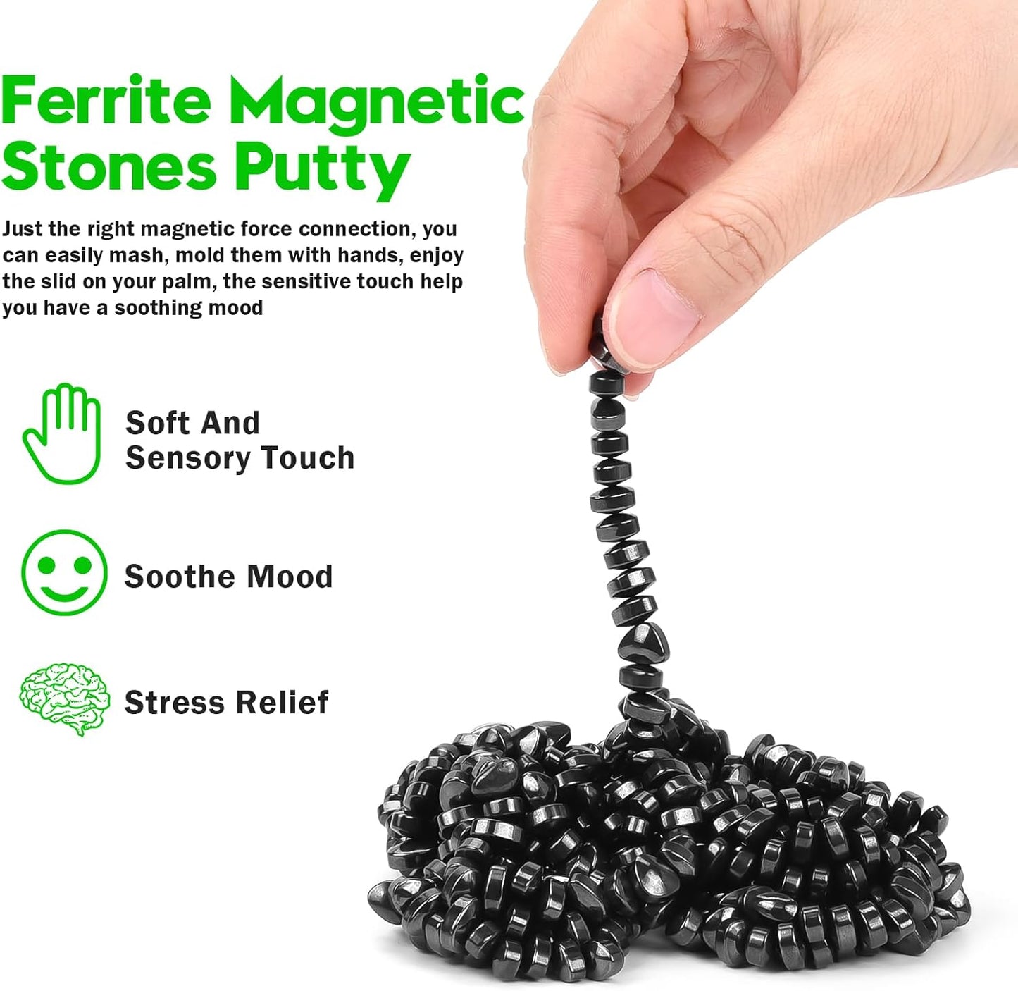 Magnetic Balls, Adult Fidget Toys, Crags Ferrite Putty Stones, Magnetic Fidget Toy, Mini Magnetic Balls, Magnetic Beads Cool Desk Gadgets, Metal Putty Fidget Magnets Gift for Adults (Black, 1000 PCS)