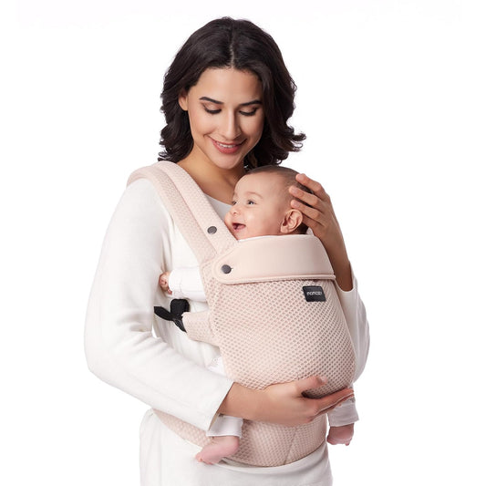 Momcozy Breathable Mesh Baby Carrier, Ergonomic and Lightweight Infant Carrier for 7-44lbs with Enhanced Lumbar Support, All Day Comfort for Hands-Free Parenting, Air Mesh-Pink
