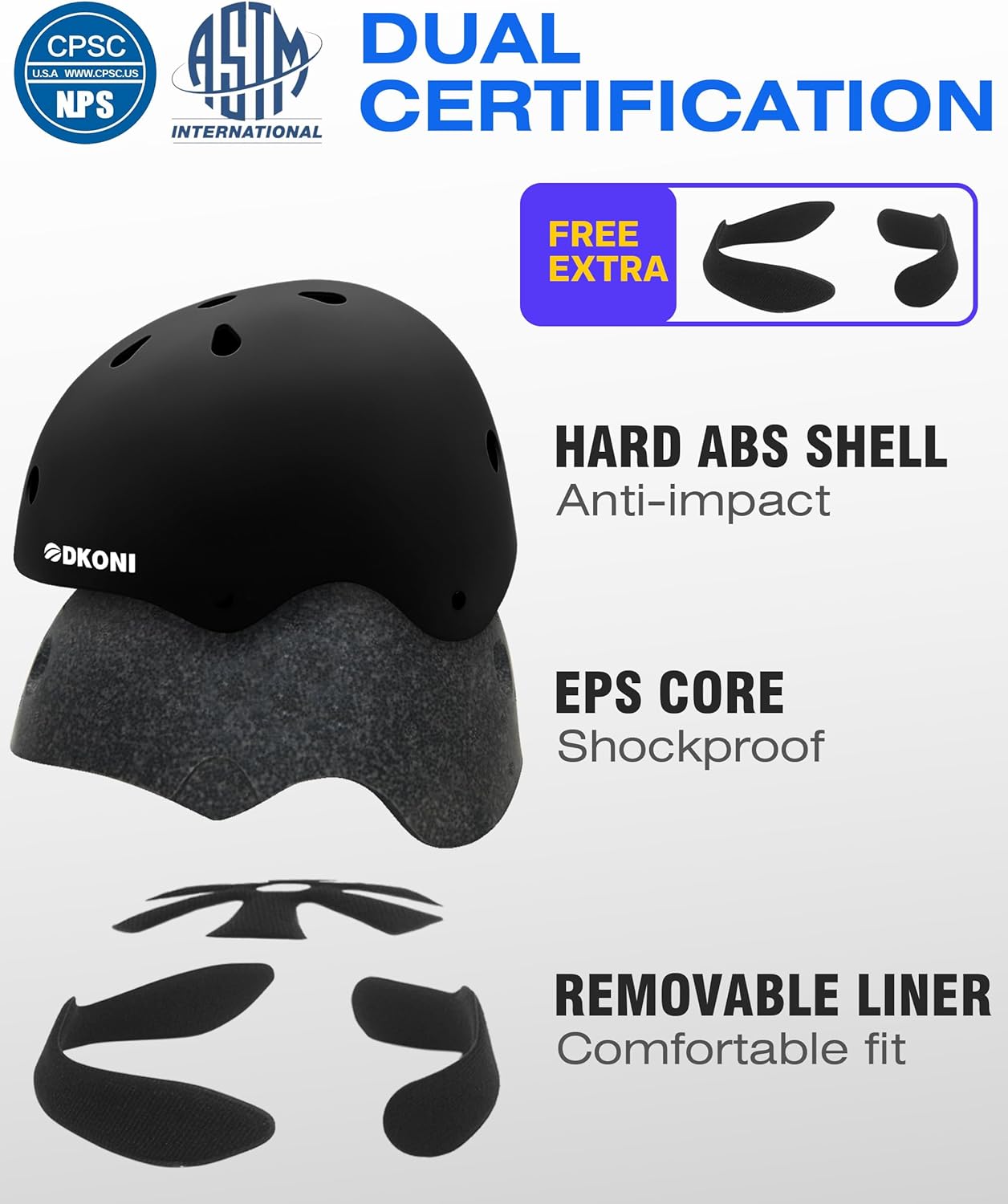 Kids Bike Helmet, Adjustable and Multi-Sport, from Toddler to Youth, 3 Sizes