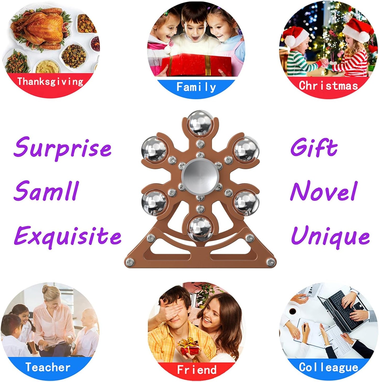 Desk-Fidget-Toys Ferris-Wheels-Spinner: Metal Kinetic-Fidget-Spinner 4mins, EDC-Toy Cool-Gadgets for School Office Christmas, ADHD Tools Gift Cool-Stuff Stress Relief Gift for Kid Children Teen Adult