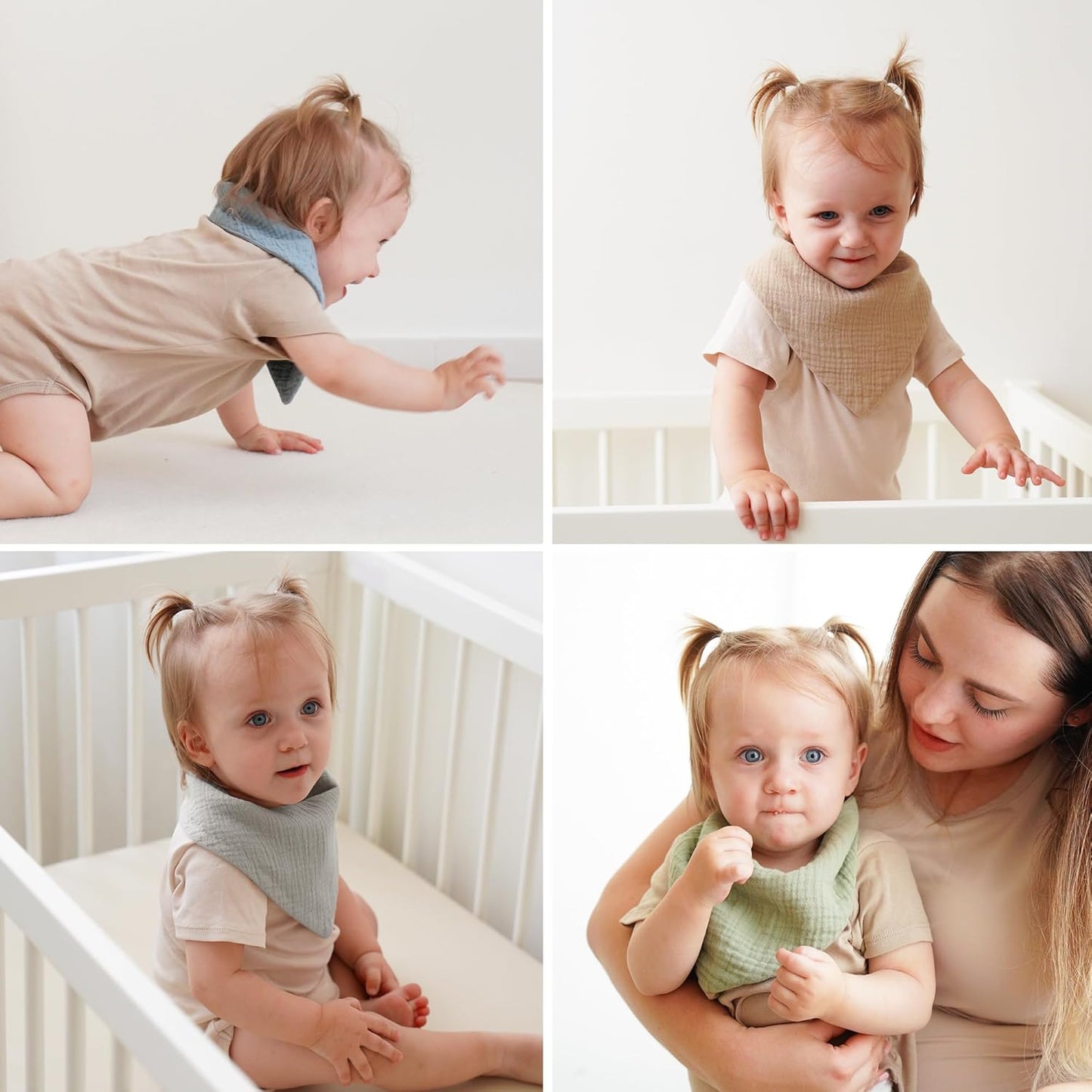 8-Pack Muslin Baby Bandana Drool Bibs – Soft & Absorbent 100% Cotton Teething and Drooling Essentials for Boys, Girls, Newborns & Toddlers