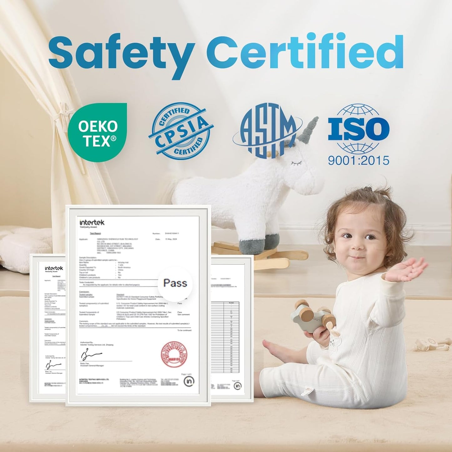 1.3" Thick baby play mat for floor,79 x 118 Large Foam Tummy Time Mat,Padded Support Soft Plush Nursery Rug for Infant,Kids Toddler Crawling kick activity (Light Grey)