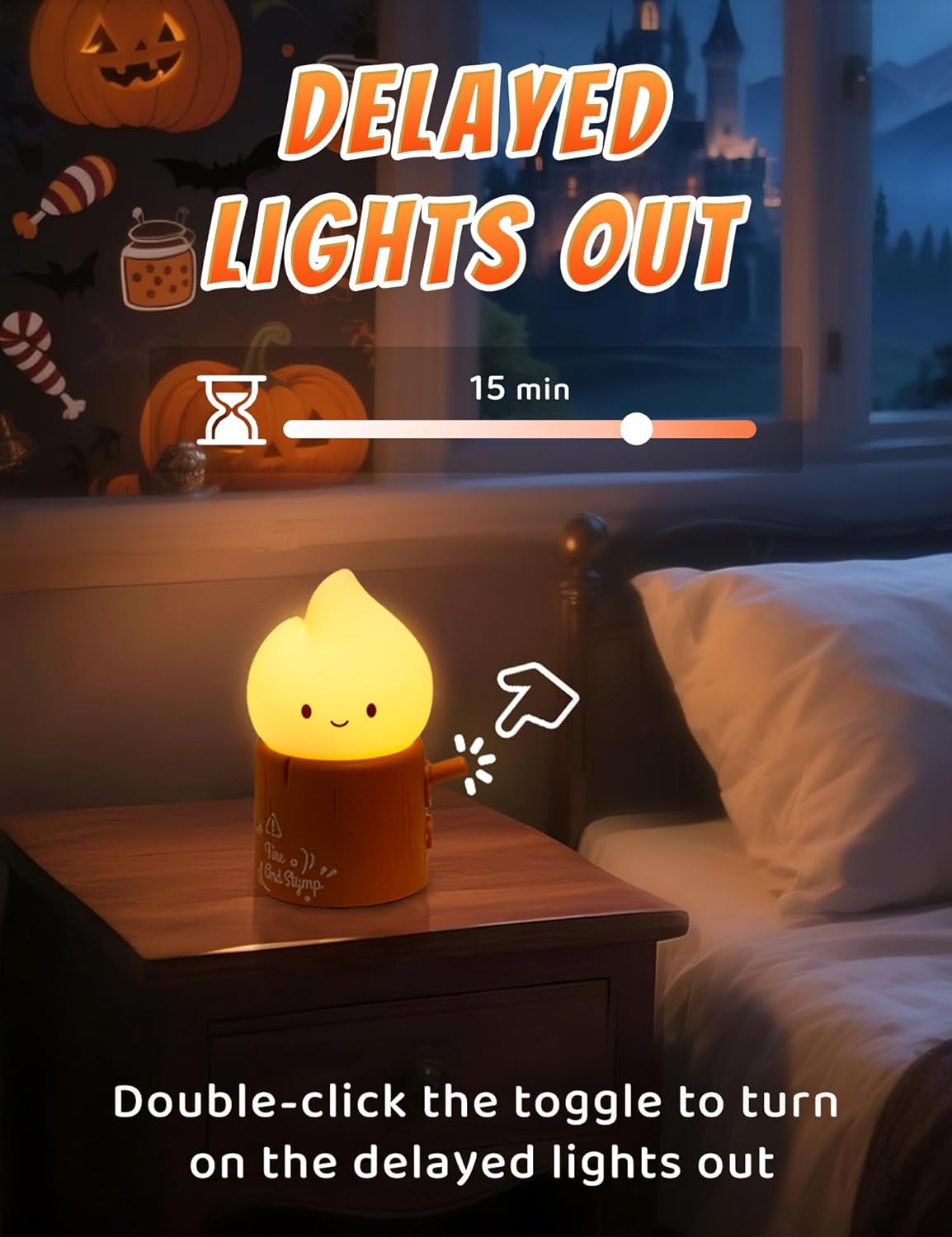 Flameless Candles Lamp, Cute Night Light,Torch Stump Light, LED Tea Lights Candles Rechargeable Night Light,Suitable for Kids lamp Bedroom,Outdoor,Camp, Gift, Christmas,Halloween