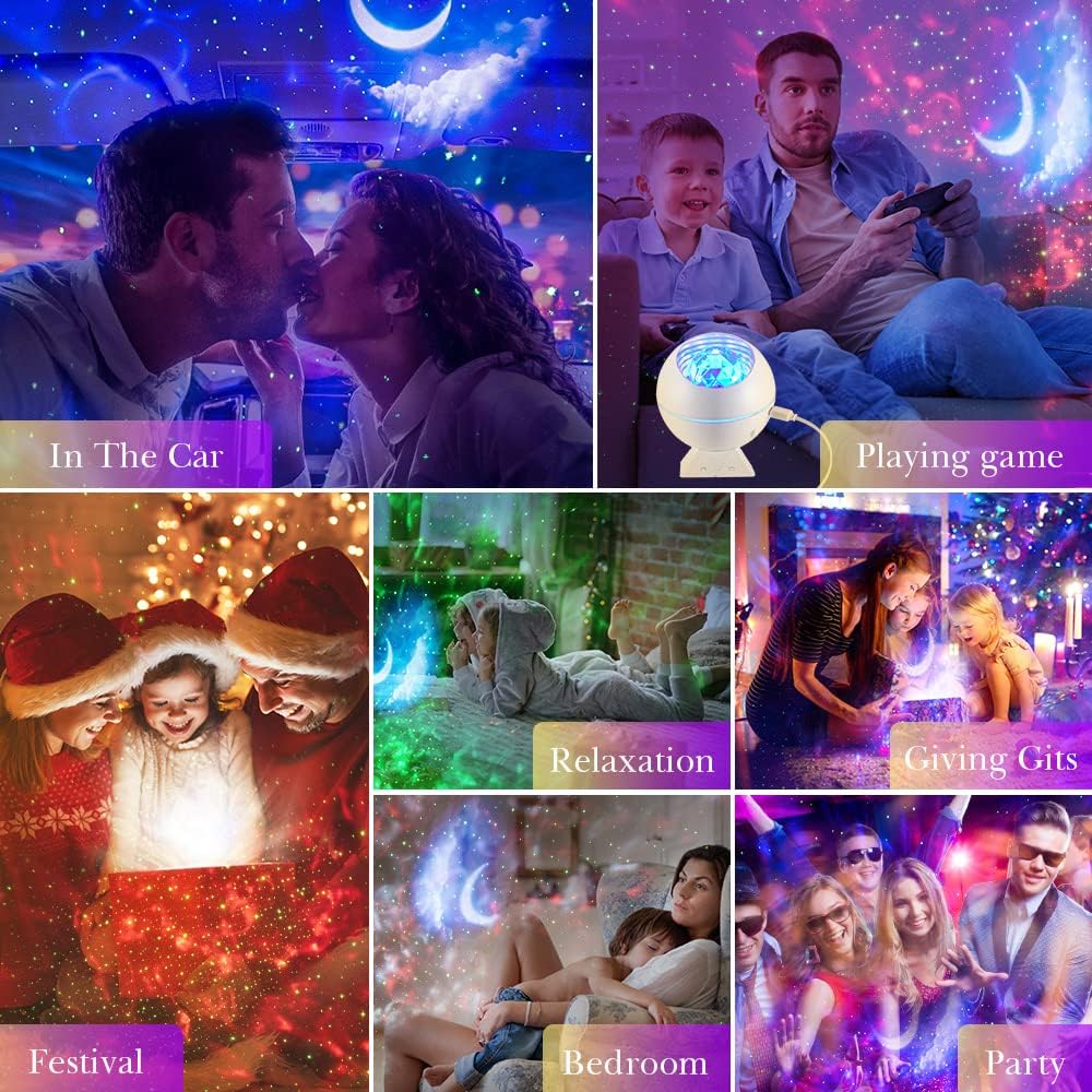 【Gift Package & Birthday Gift】 Stars+Moon 15 Colors/240 Lighting Modes Galaxy Projector Star Projector,Galaxy Lights for Bedroom,Star Projector Light Gifts Room Decor for Teen Girls Boys (White)