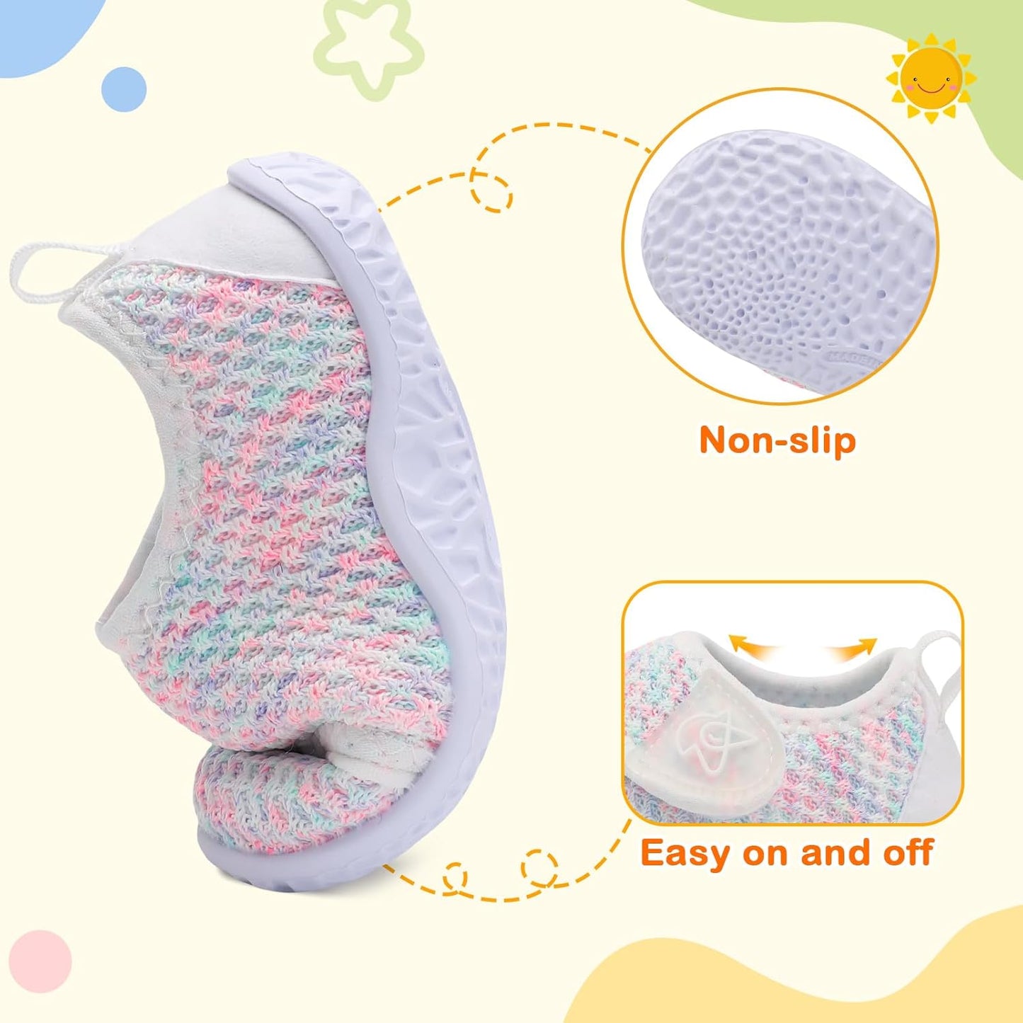 LeIsfIt Baby Shoes Boys Girls First Walking Shoes Non-Slip Infant Sneakers Lightweight Slip-on Crib Sneakers for First Walkers