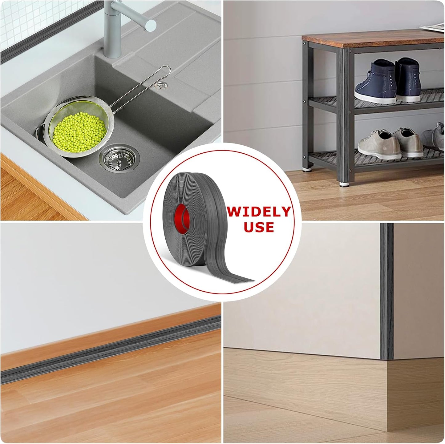 Flexible Wall Corner Protector Moulding Trim Peel and Stick Wall Corner Guards Edge Protector Self Adhesive Molding Trim Strip for Edge Ceiling (Deep Gray Wood Grain, 1.6 in x 40 Ft)