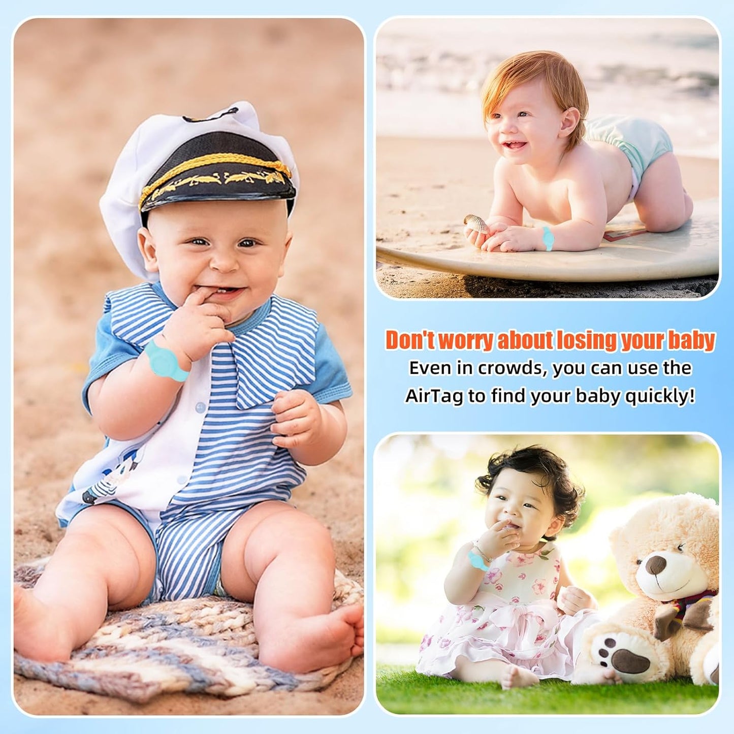 Waterproof Airtag Bracelet for Kids, Silicone Wristband Compatible with Apple Air Tag Hidden Holder Case, GPS Tracker Anti-Lost Adjustable Airtag Strap for Toddler Child (4 Pack)