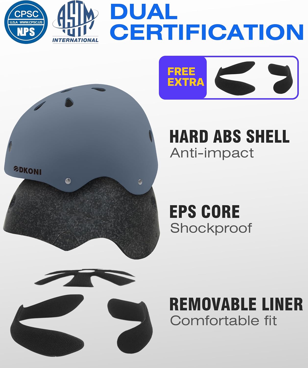 Kids Bike Helmet, Adjustable and Multi-Sport, from Toddler to Youth, 3 Sizes