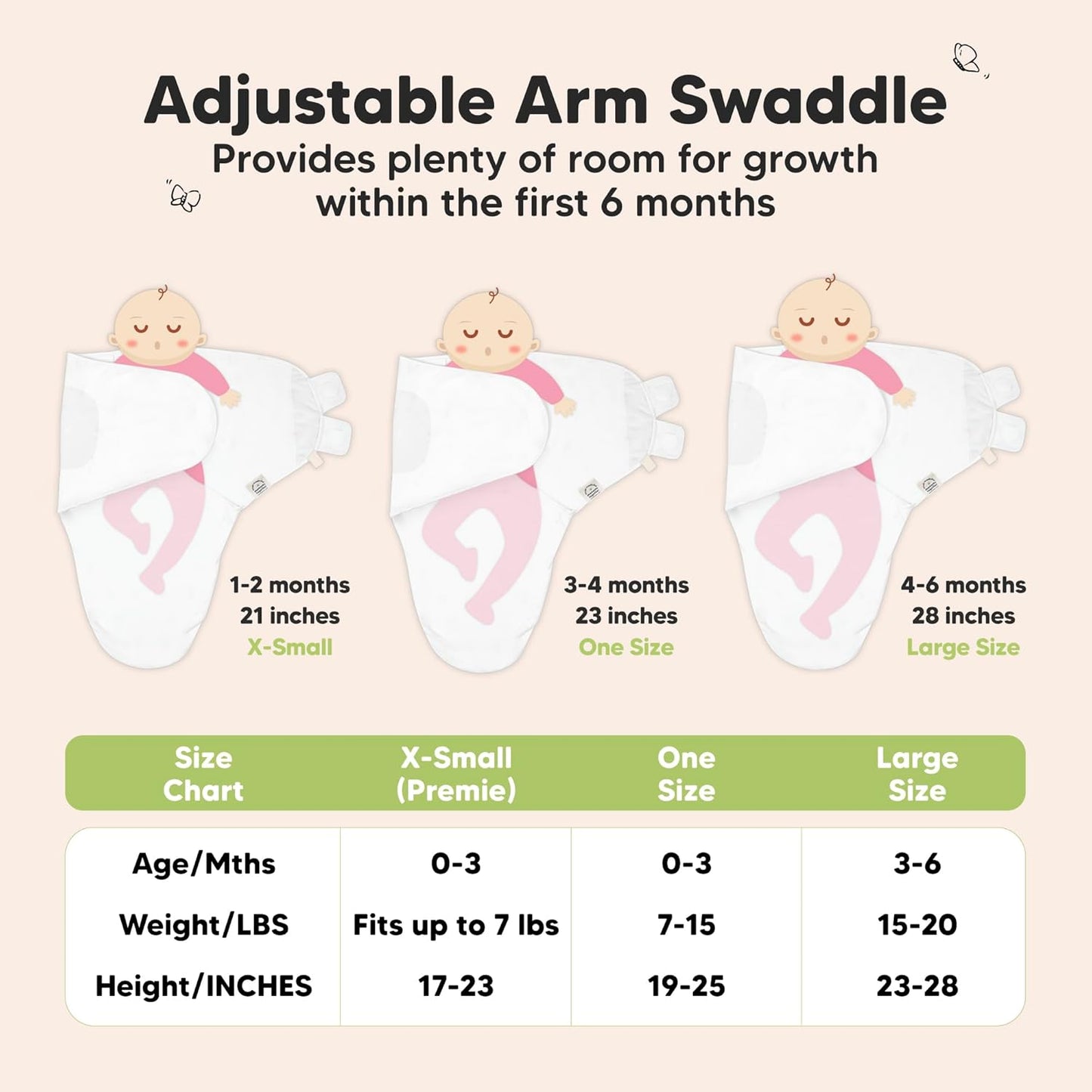 3-Pack Organic Baby Swaddle Sleep Sacks - Swaddles for Newborns, Infant 0-3 Months, Baby Girls, Boys, Soft & Snug Newborn Sleep Sack, Nursery Swaddling Blankets (Sage, XS)
