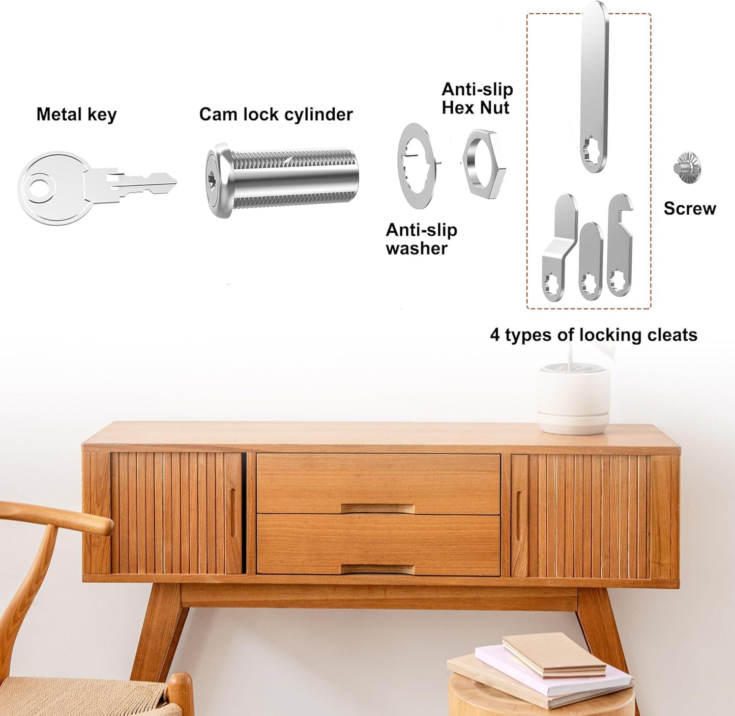 6 Pcs Cabinet Locks with Key, 1-1/2'' Cam Lock Keyed Alike Fit 1-3/8'' Max Panel, Mailbox Lock with Keys Secure Drawer RV Storage Locks, Zinc Alloy